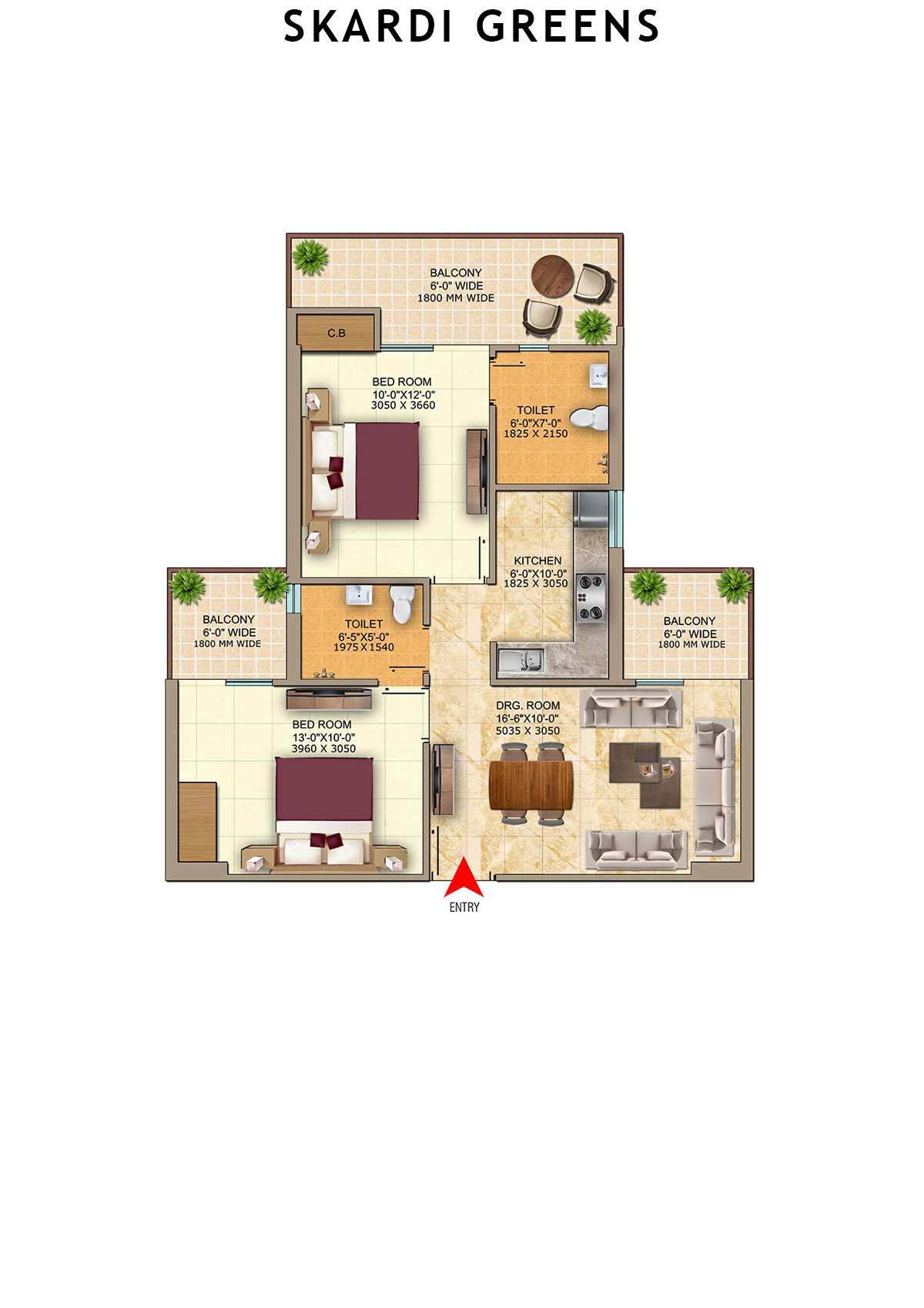 Skardi Greens Tower 3D Unit 15 (Type  GOLD) Floor Plan