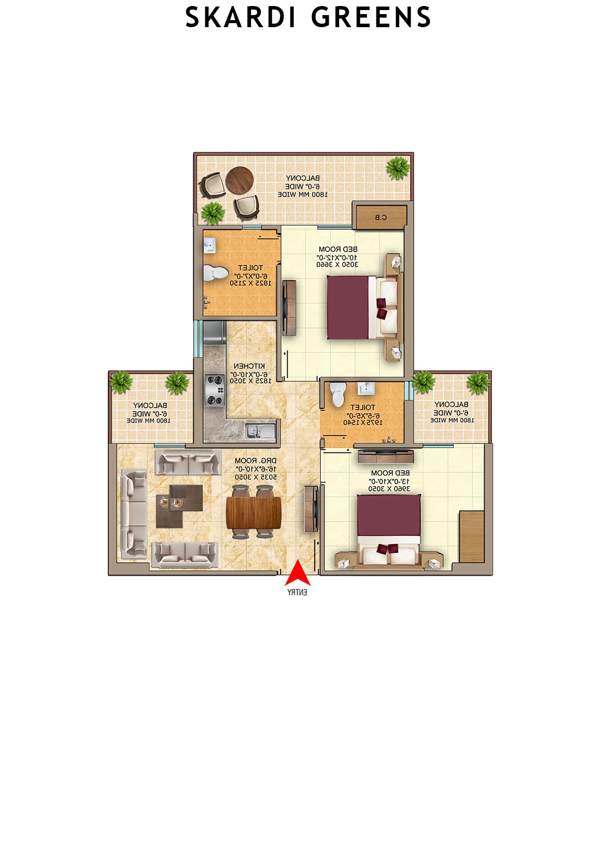 Skardi Greens Tower 3D Unit 20 (Type  GOLD) Floor Plan