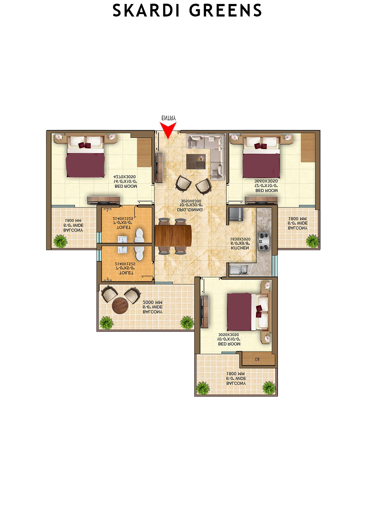 Skardi Greens Tower 4D Unit 22 (Type  DIAMOND- II) Floor Plan