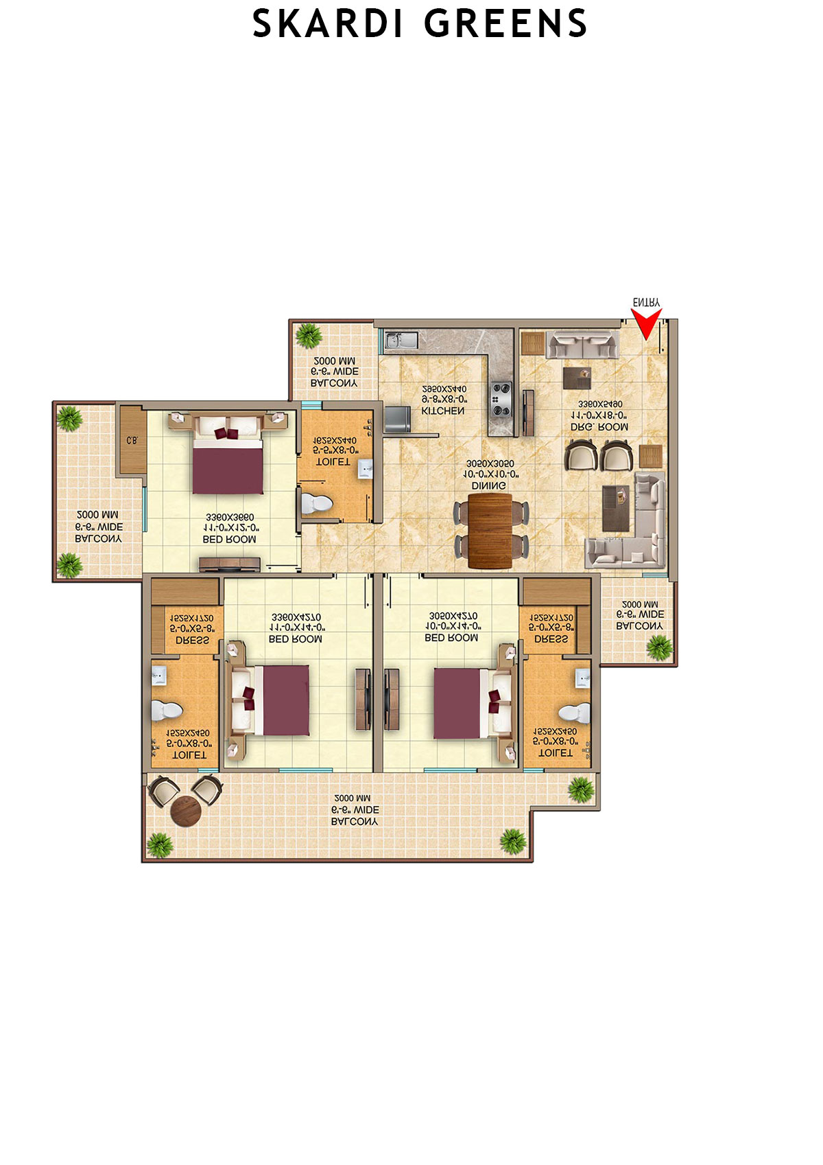 Skardi Greens Tower 4D Unit 24 (Type  DIAMOND- I) Floor Plan