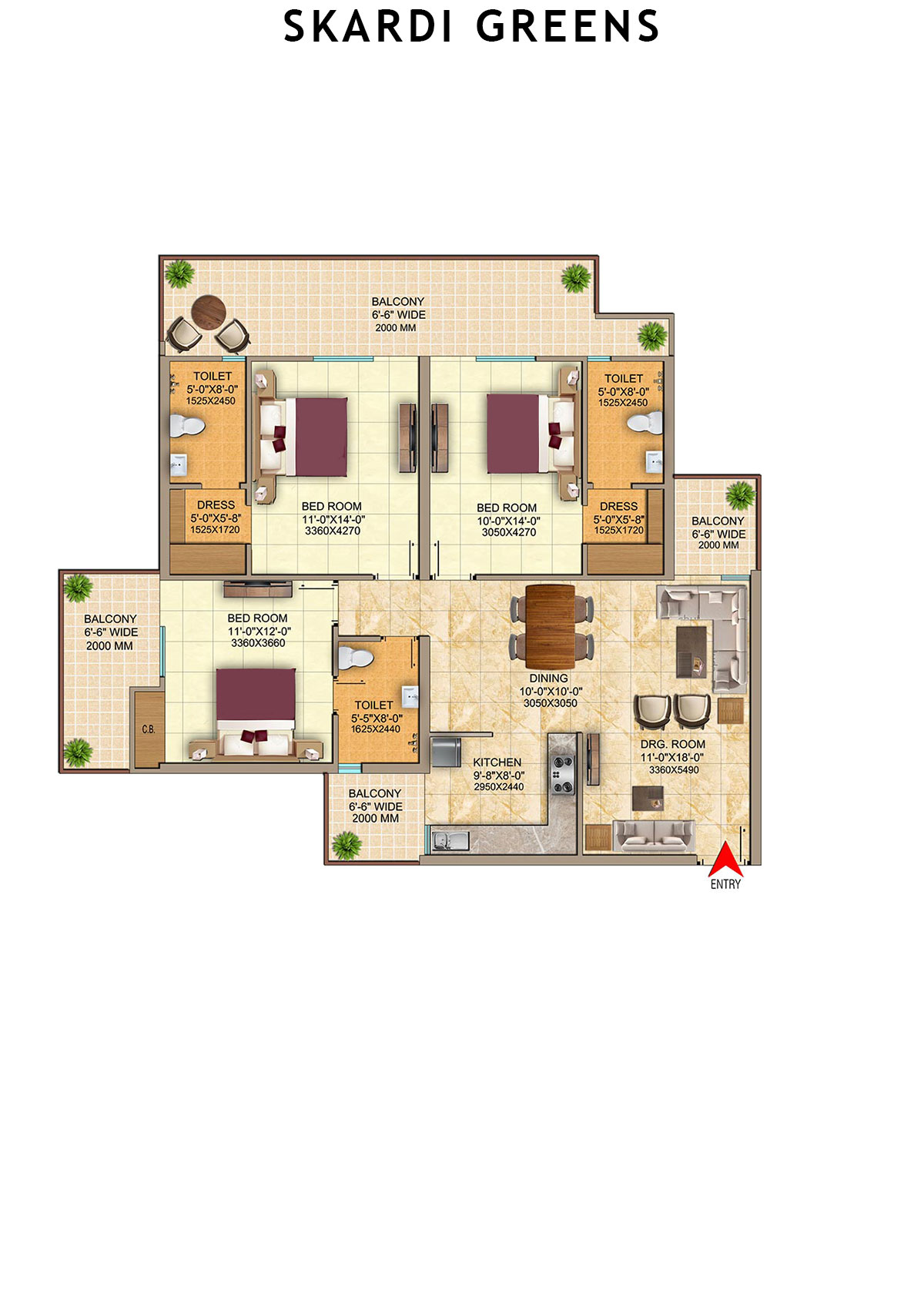 Skardi Greens Tower 4D Unit 25 (Type  DIAMOND- I) Floor Plan