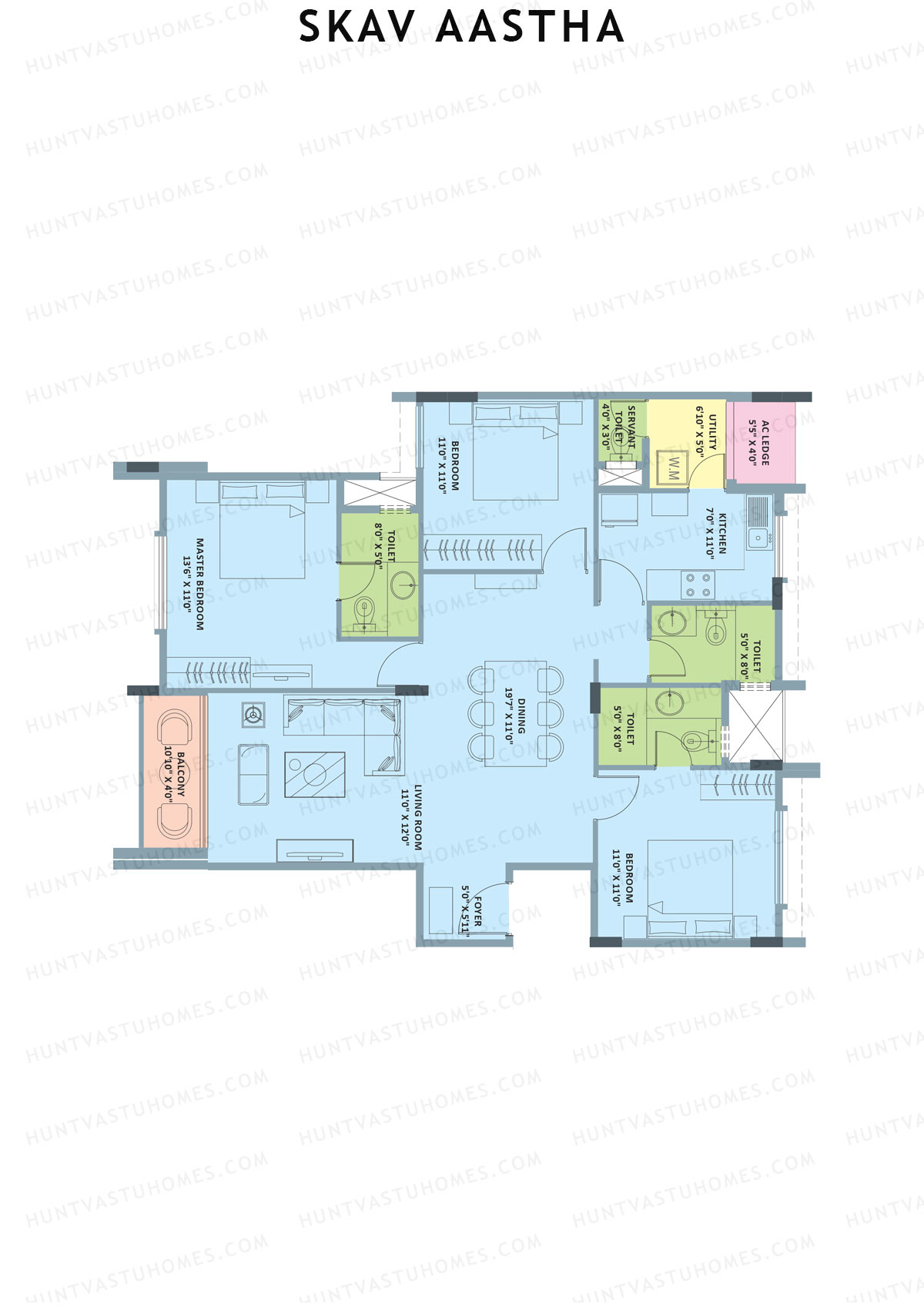 SKAV Aastha Block A Unit 1 (Type B) Floor Plan