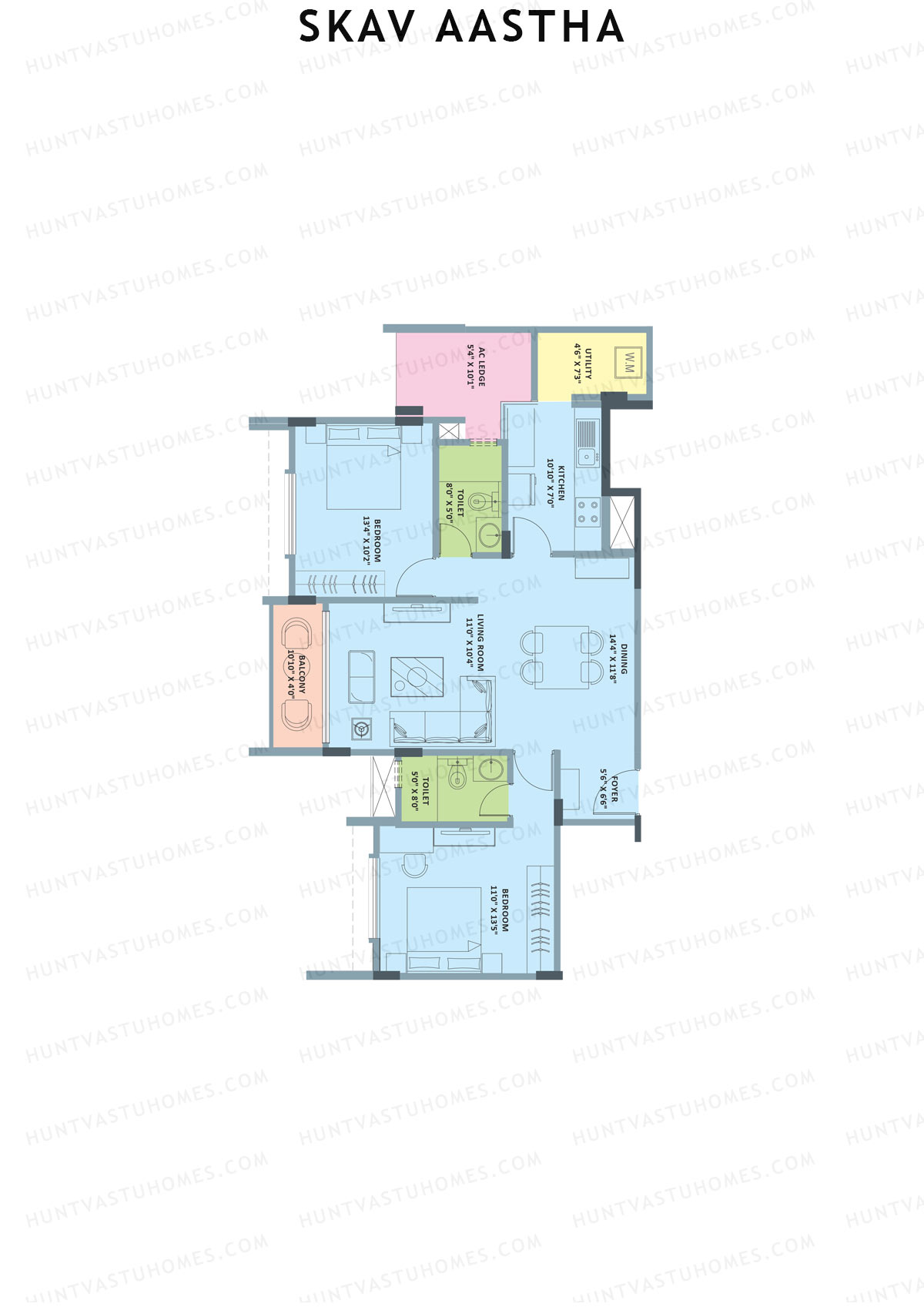 SKAV Aastha Block A Unit 2 (Type A) Floor Plan