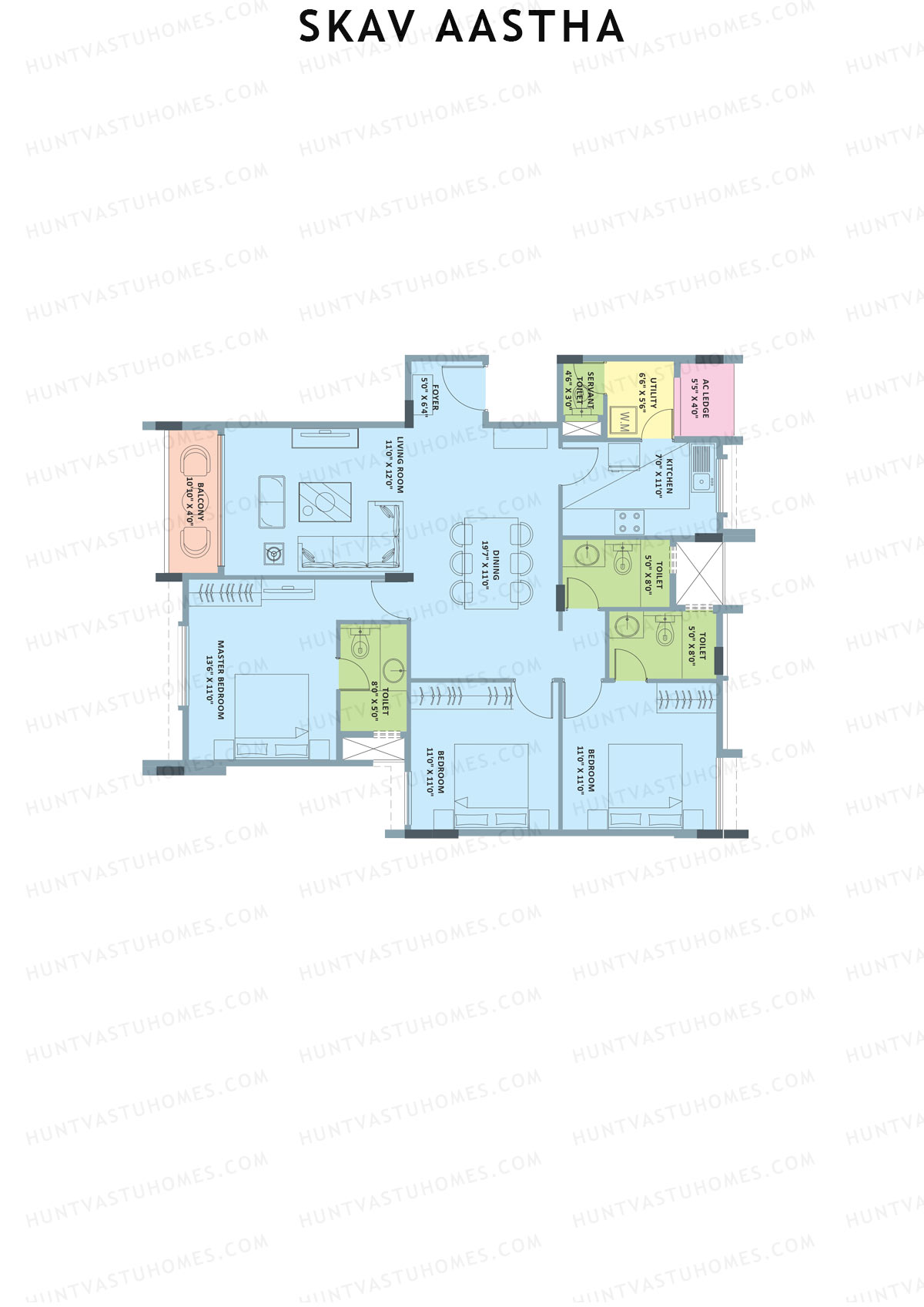 SKAV Aastha Block B Unit 1 (Type E) Floor Plan
