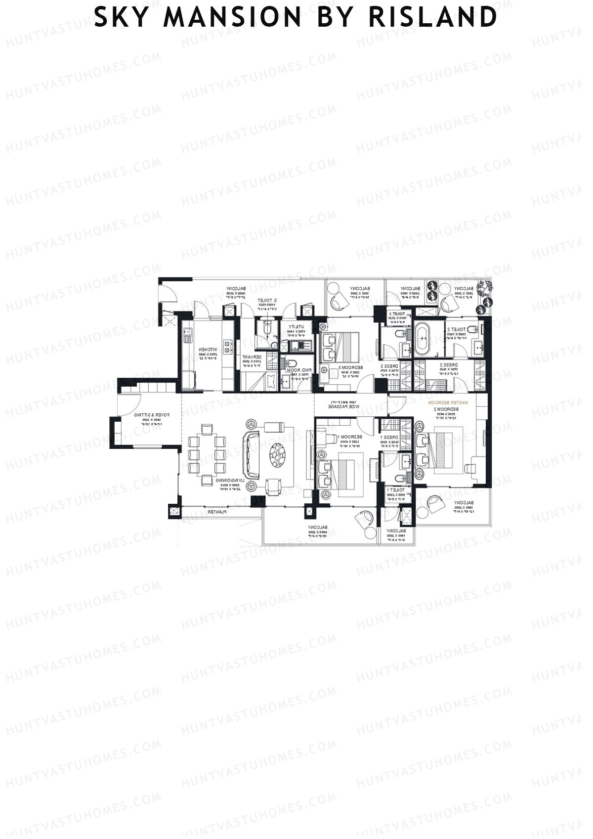 Sky Mansion By Risland Tower B Unit B2 (Type B) Floor Plan