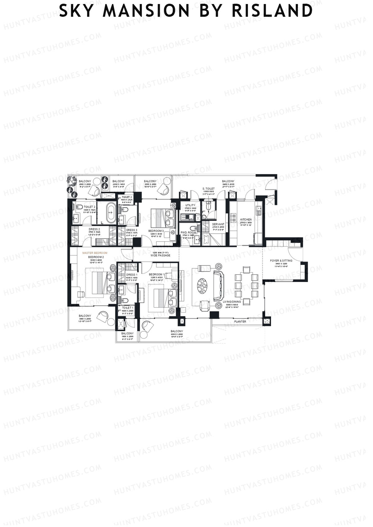 Sky Mansion By Risland Tower C Unit B1 (Type B) Floor Plan