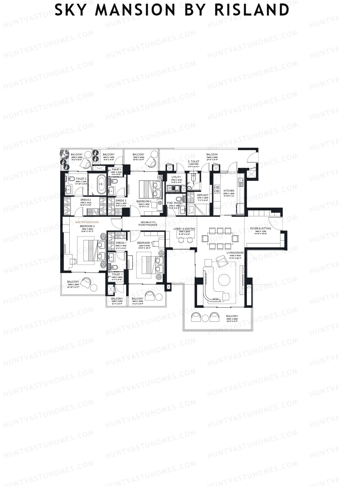 Sky Mansion By Risland Tower C Unit C1 (Type C) Floor Plan