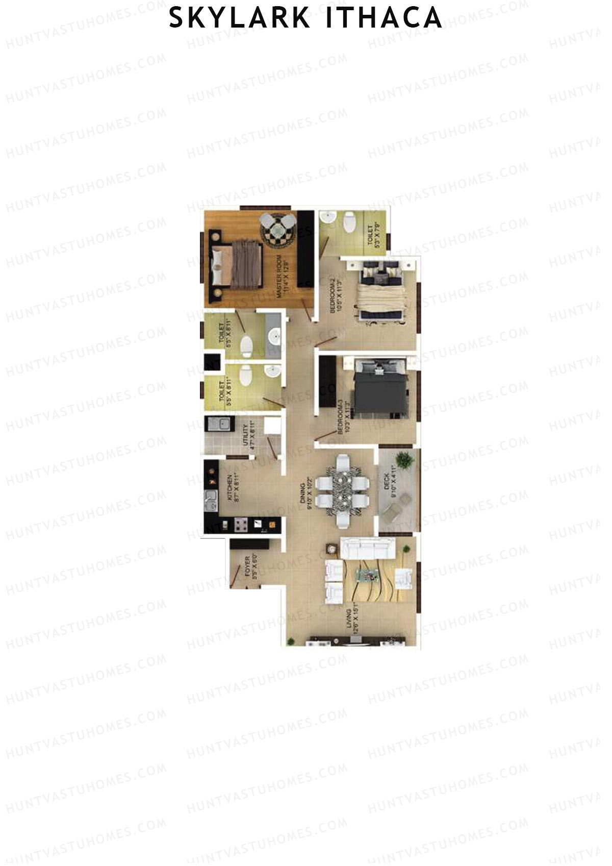 Skylark Ithaca Tower 19 Unit 1 (Type 1) Floor Plan
