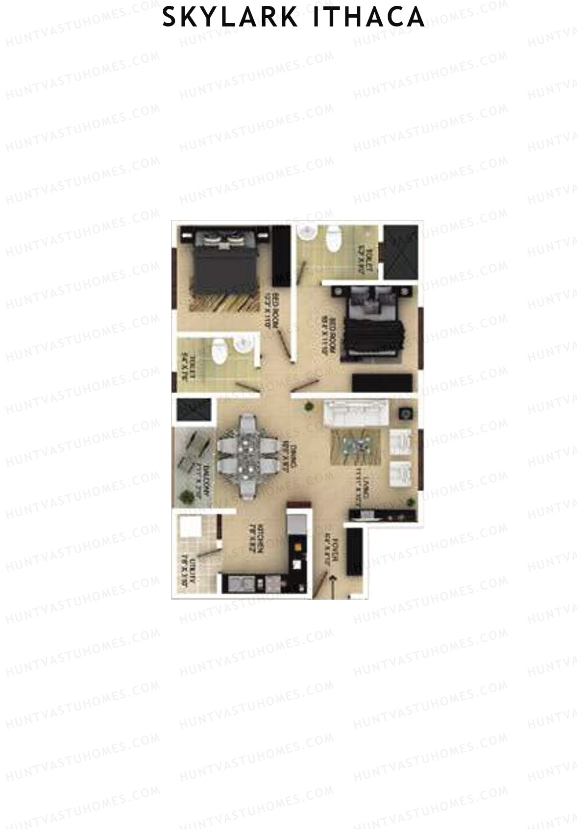 Skylark Ithaca Tower 2 Unit 1 (Type 2) Floor Plan