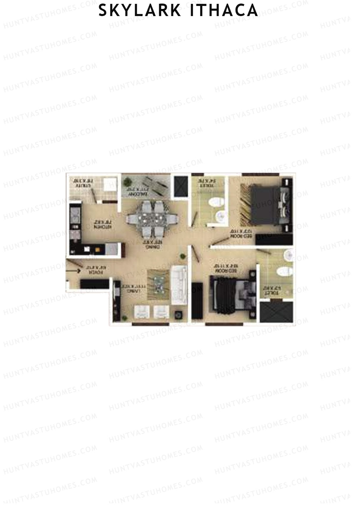 Skylark Ithaca Tower 3 Unit 1 (Type 2) Floor Plan