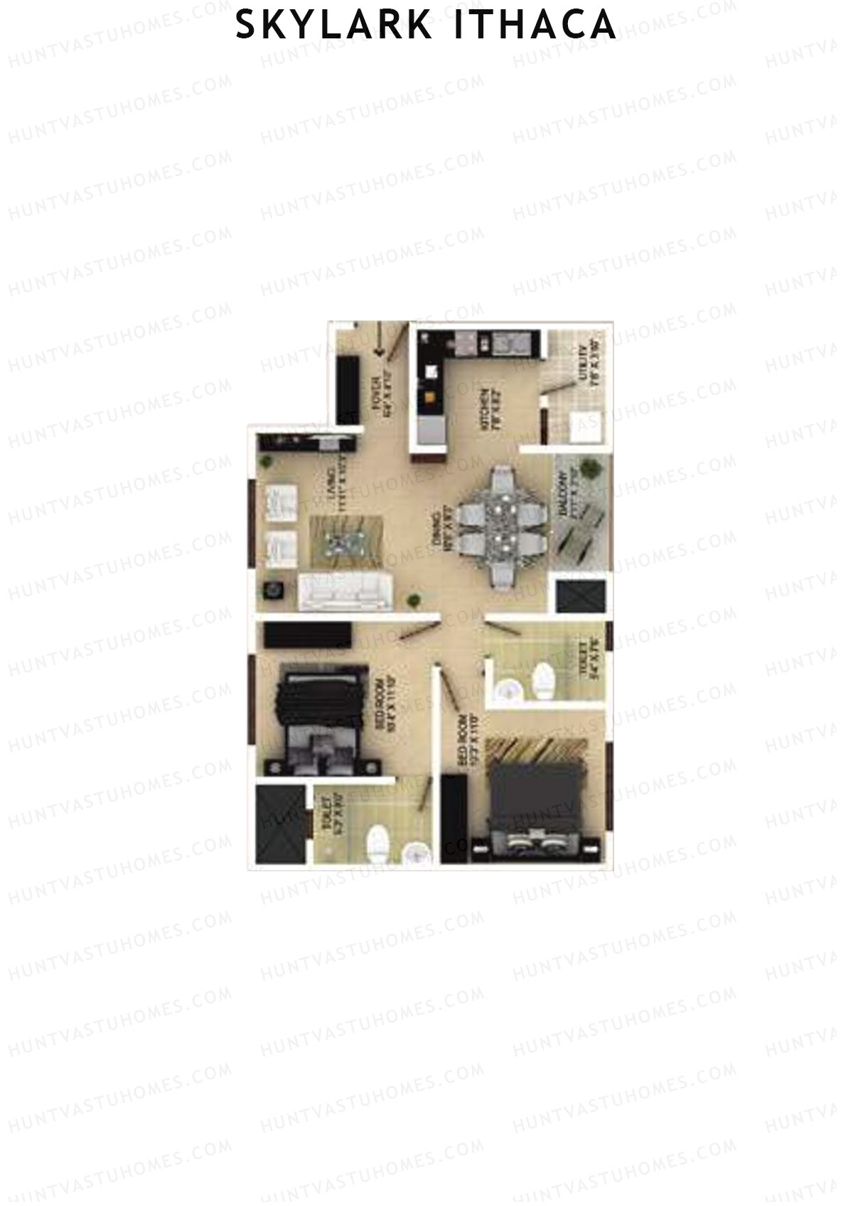 Skylark Ithaca Tower 6 Unit 1 (Type 2) Floor Plan