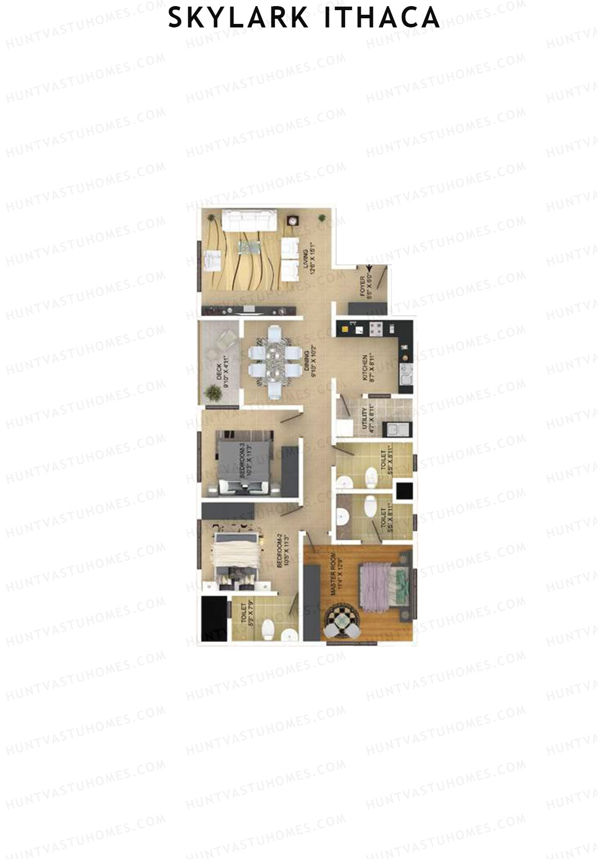 Skylark Ithaca Tower 7 Unit 3 (Type 1) Floor Plan