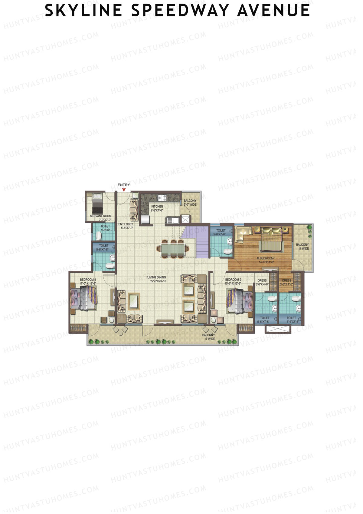 Skyline Speedway Avenue Tower 1B Unit 1 (Duplex ) Floor Plan