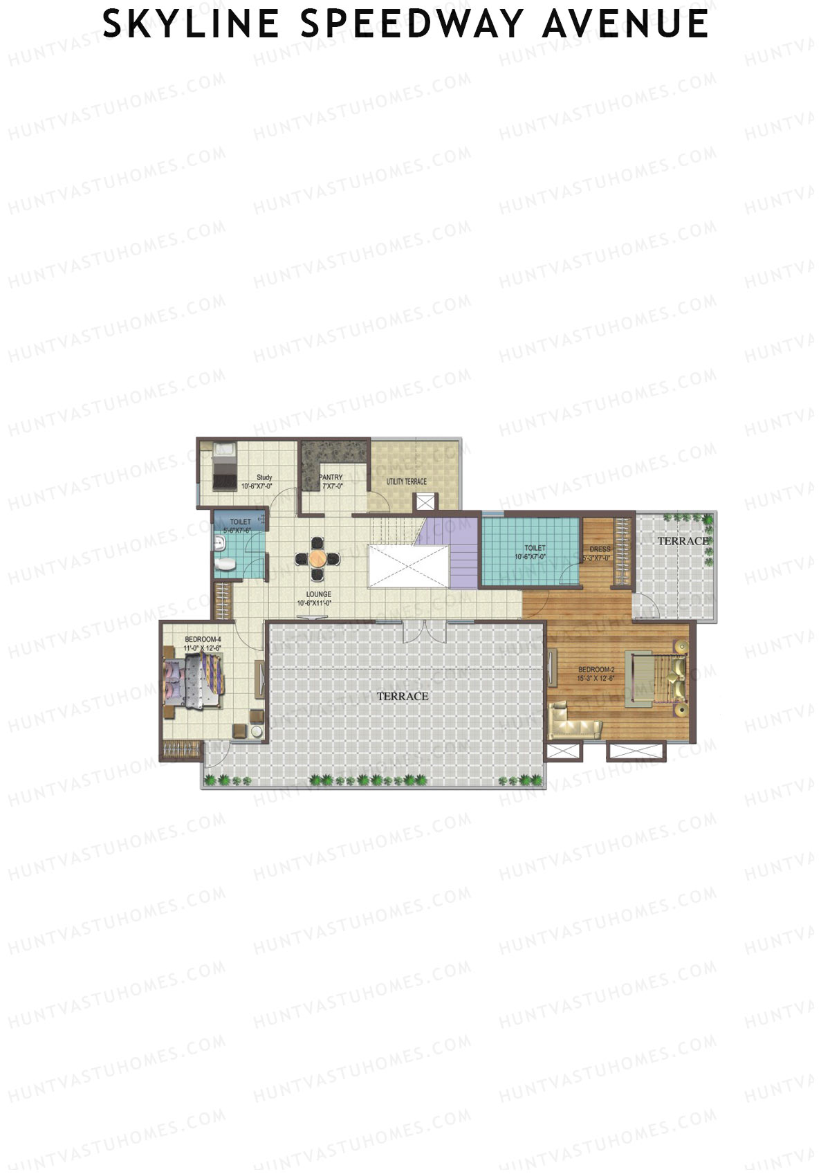 Skyline Speedway Avenue Tower 1B Unit 1 (Duplex ) Floor Plan