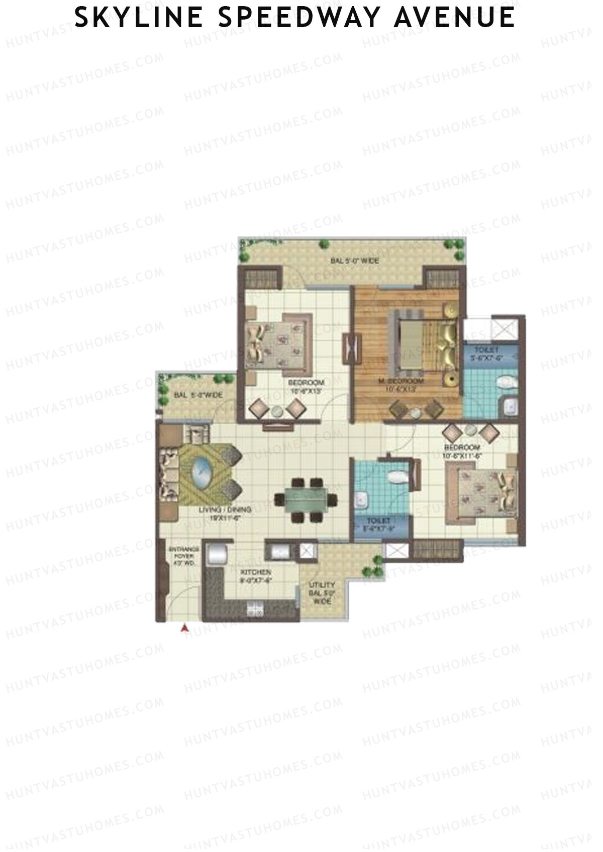 Skyline Speedway Avenue Tower 1B Unit 2 Floor Plan