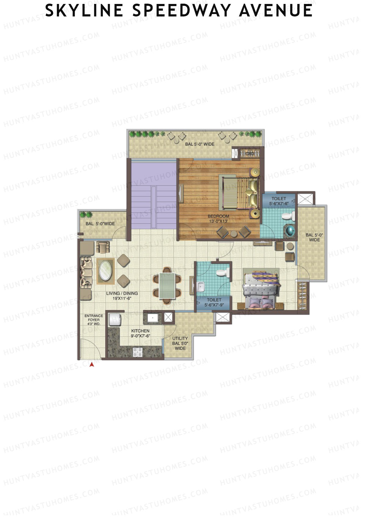 Skyline Speedway Avenue Tower 1B Unit 2 (Duplex ) Floor Plan