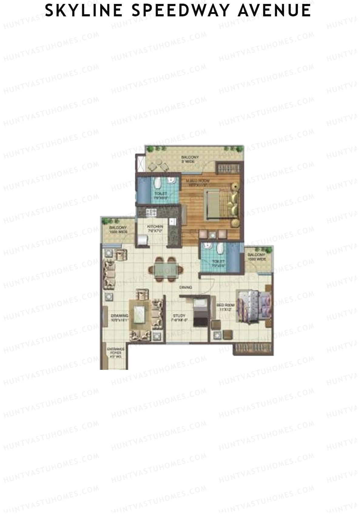 Skyline Speedway Avenue Tower 1B Unit 3 Floor Plan