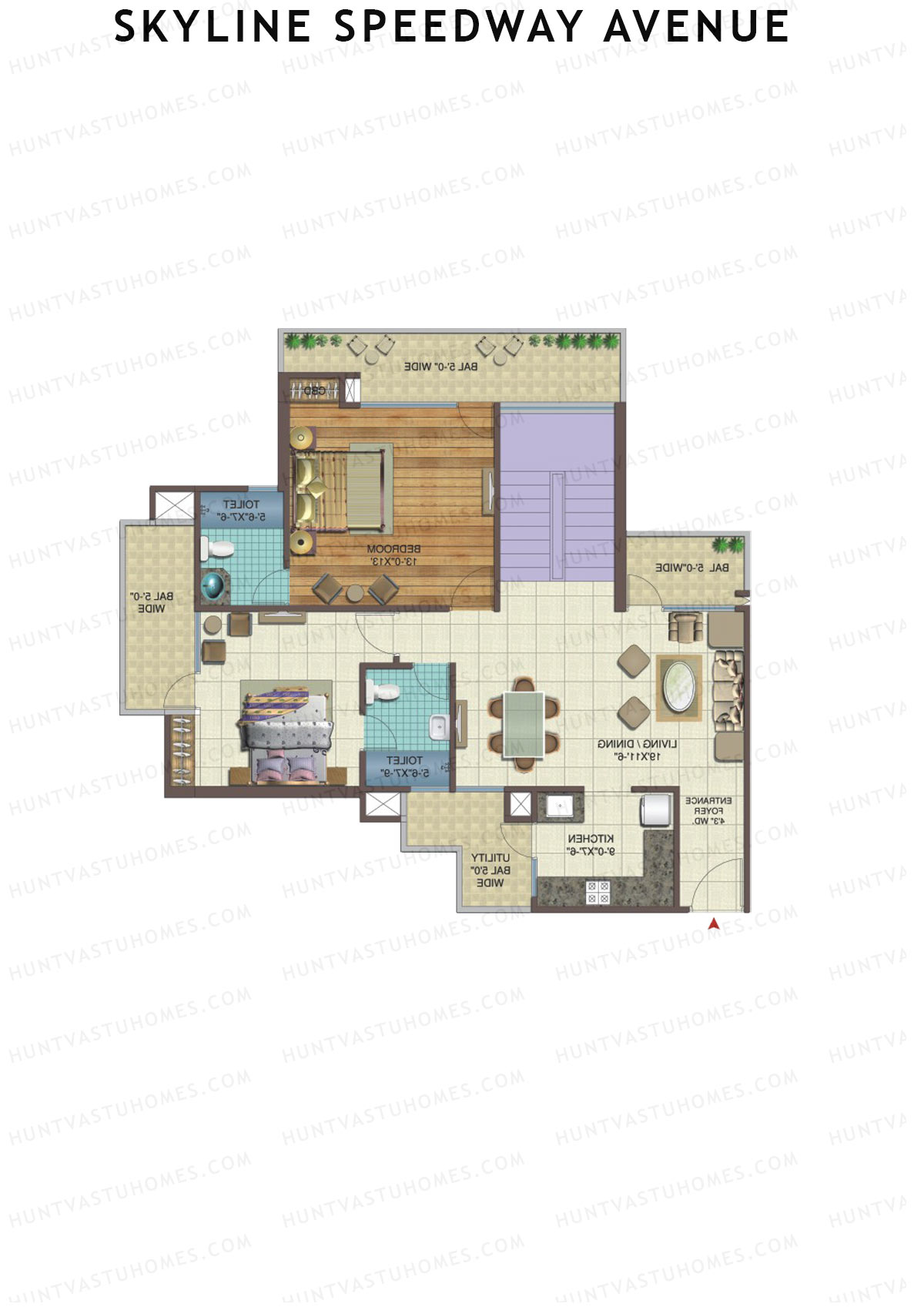 Skyline Speedway Avenue Tower 1B Unit 4 (Duplex ) Floor Plan