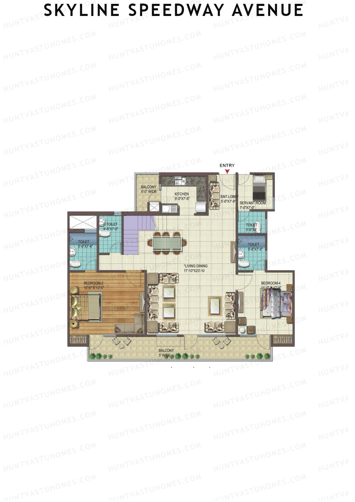 Skyline Speedway Avenue Tower 1B Unit 5 (Duplex ) Floor Plan
