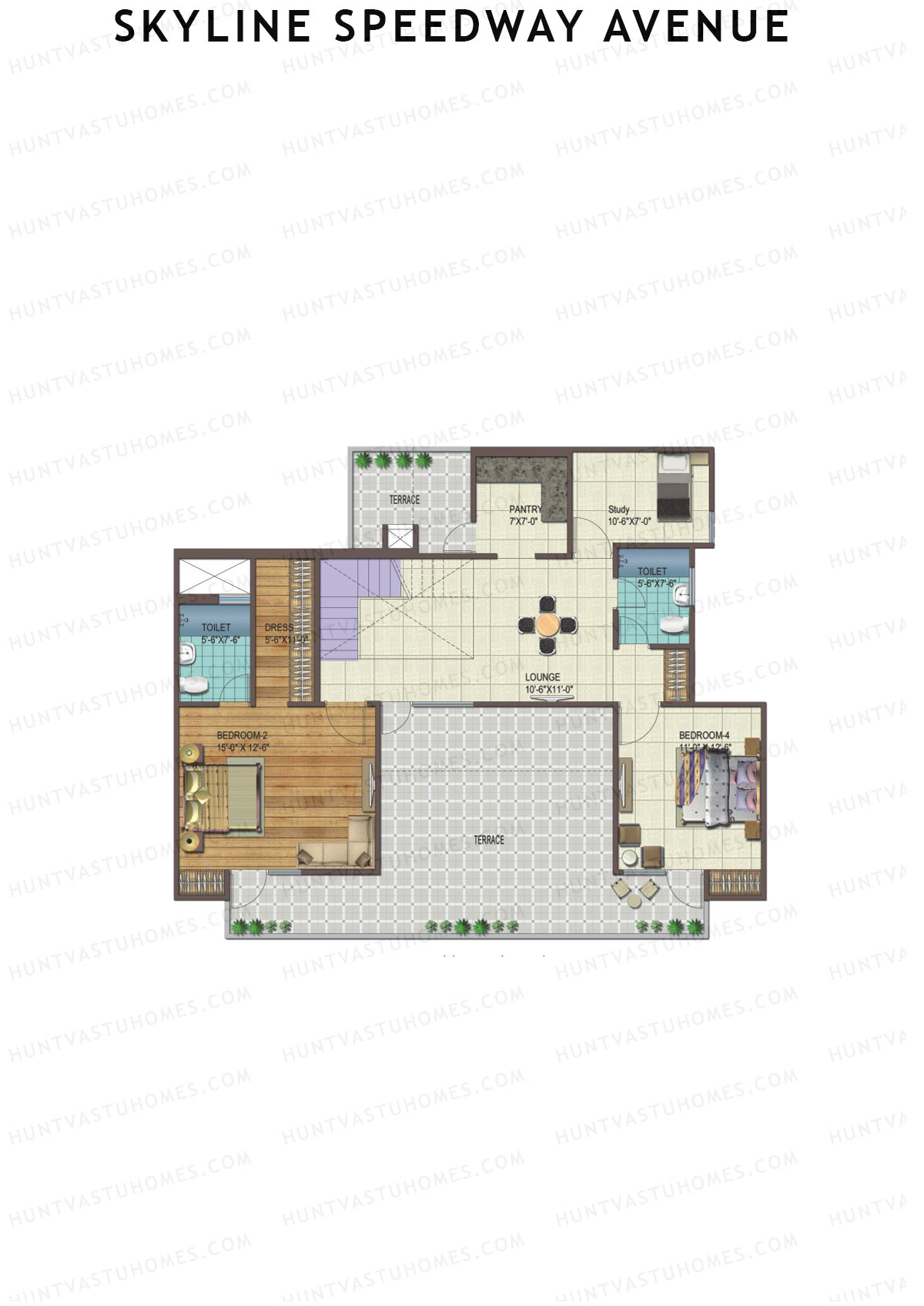 Skyline Speedway Avenue Tower 1B Unit 5 (Duplex ) Floor Plan