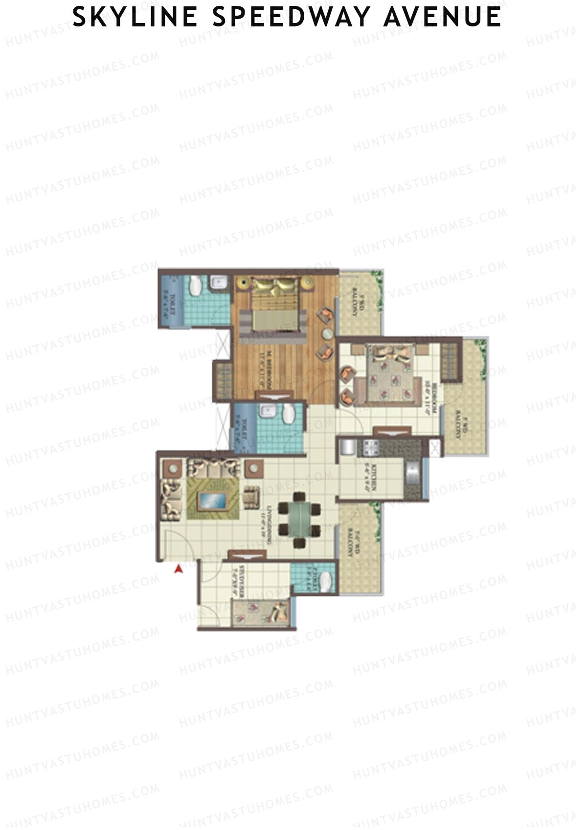 Skyline Speedway Avenue Tower 2B Unit 1 Floor Plan