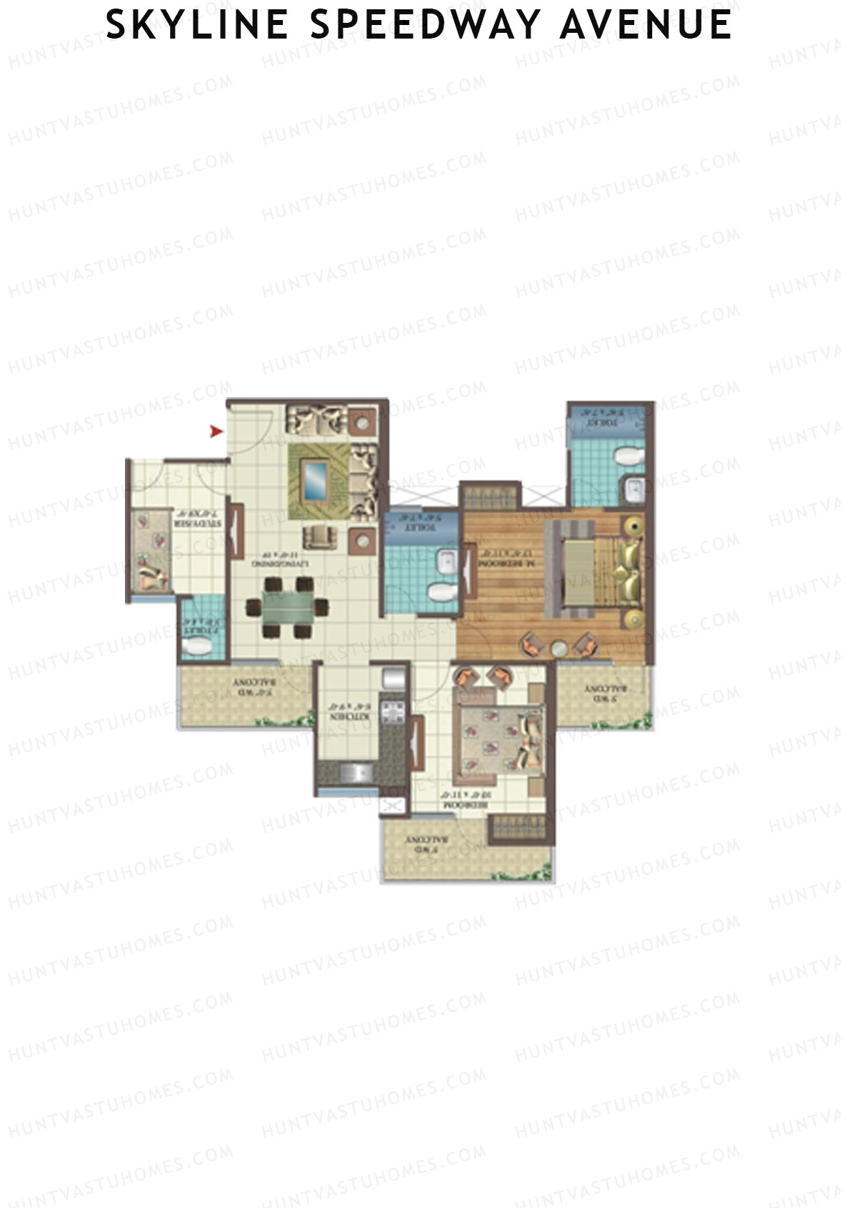 Skyline Speedway Avenue Tower 2B Unit 2 Floor Plan