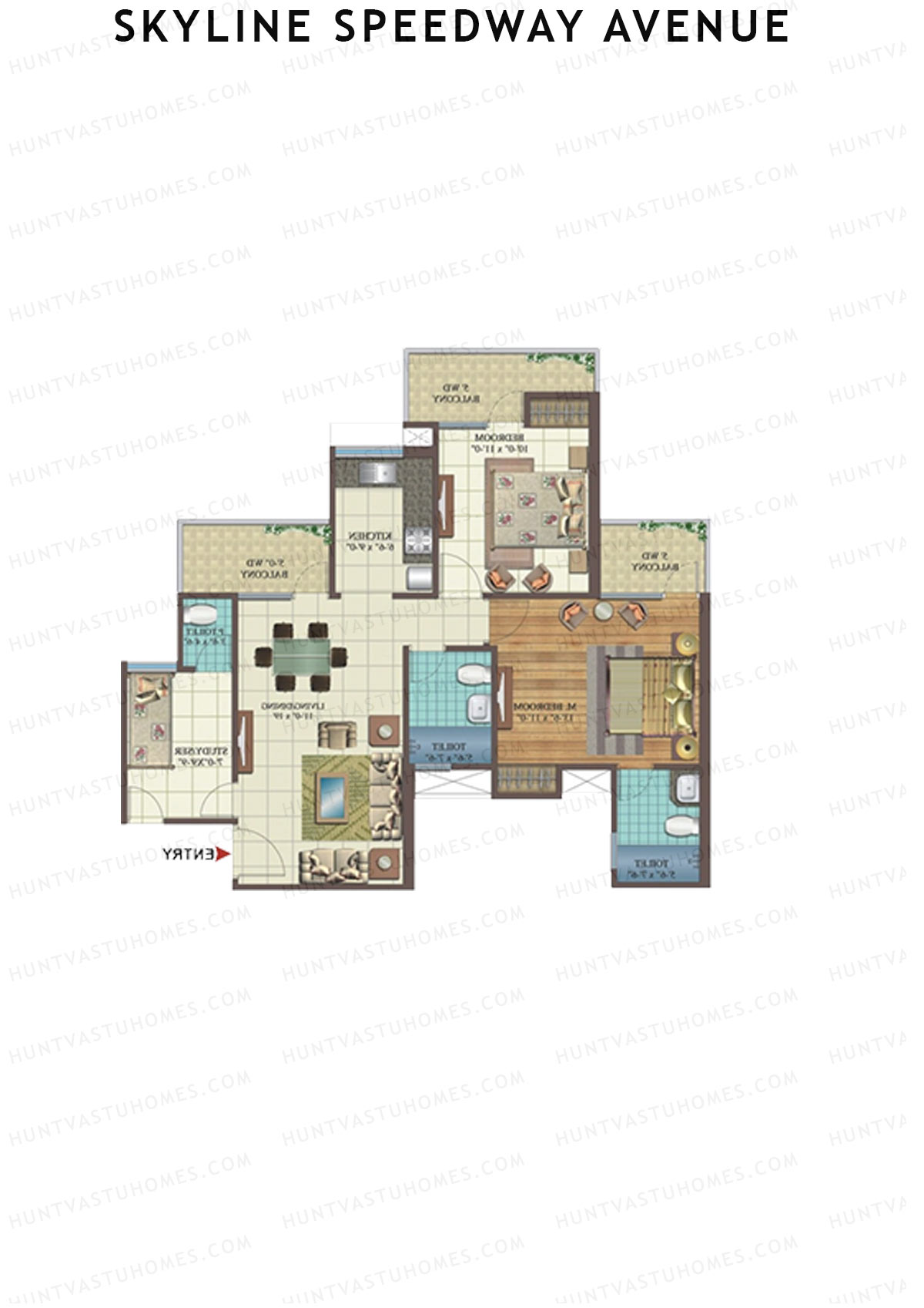 Skyline Speedway Avenue Tower 2B Unit 3 Floor Plan