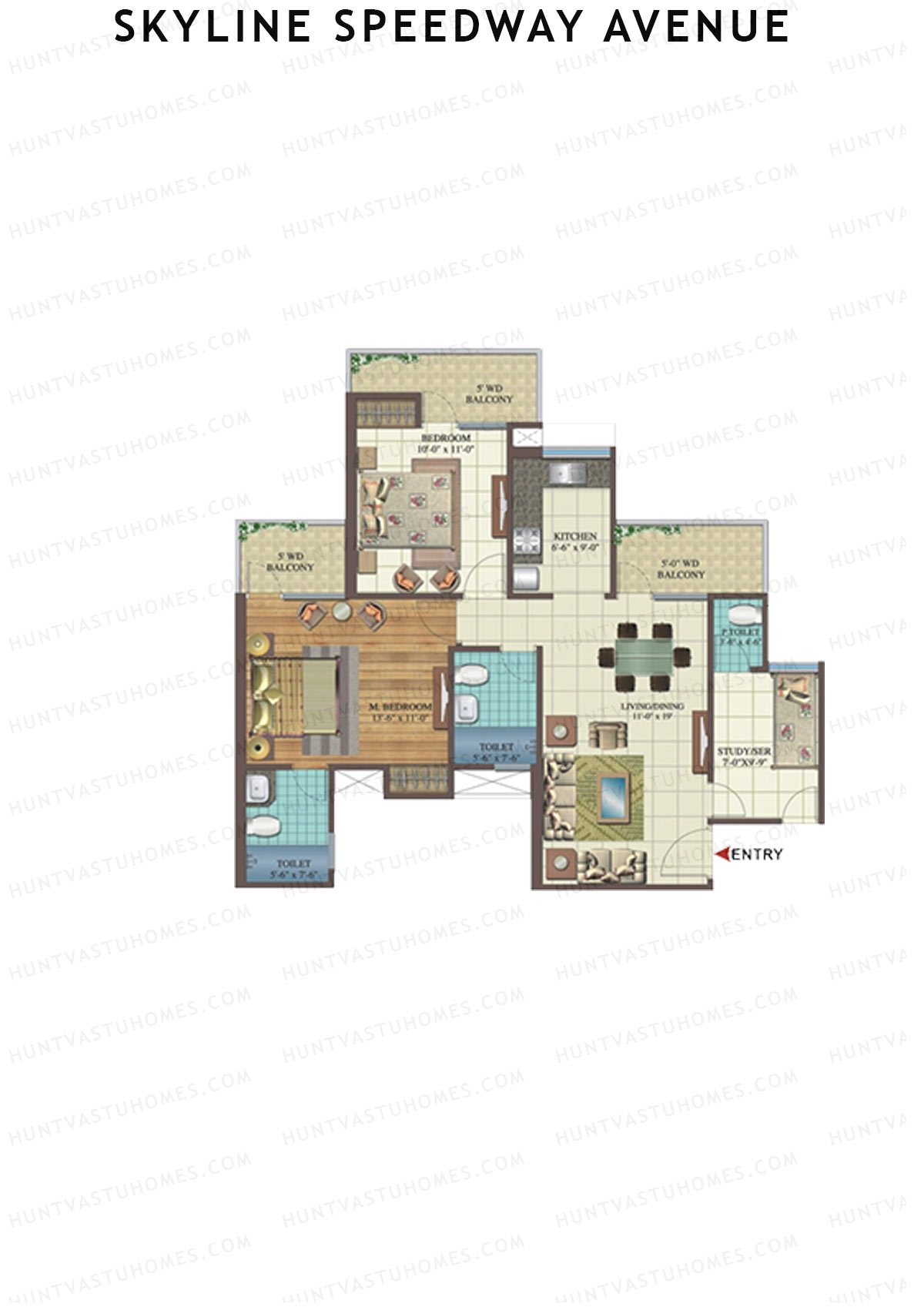 Skyline Speedway Avenue Tower 2B Unit 4 Floor Plan