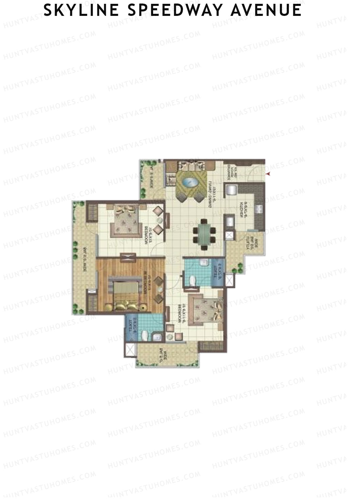 Skyline Speedway Avenue Tower 3B Unit 1 Floor Plan