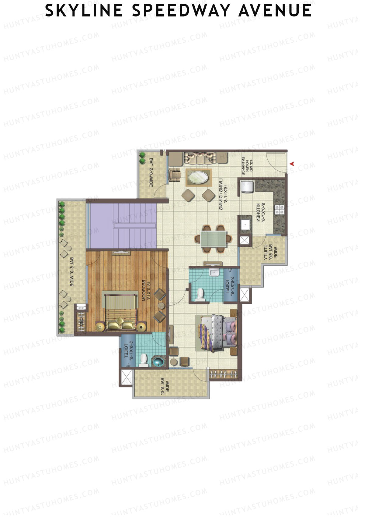 Skyline Speedway Avenue Tower 3B Unit 1 (Duplex ) Floor Plan