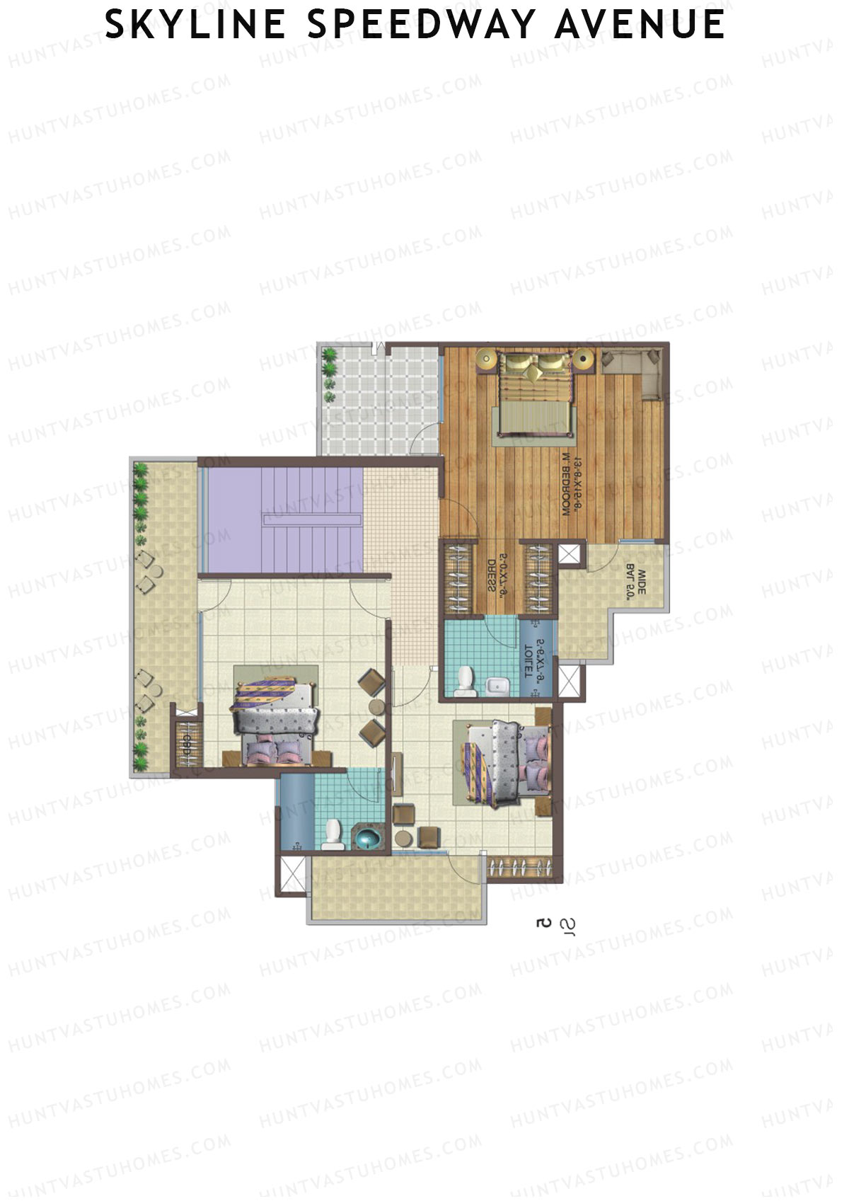 Skyline Speedway Avenue Tower 3B Unit 1 (Duplex ) Floor Plan