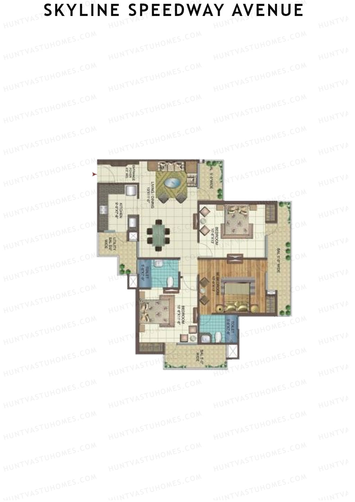 Skyline Speedway Avenue Tower 3B Unit 2 Floor Plan