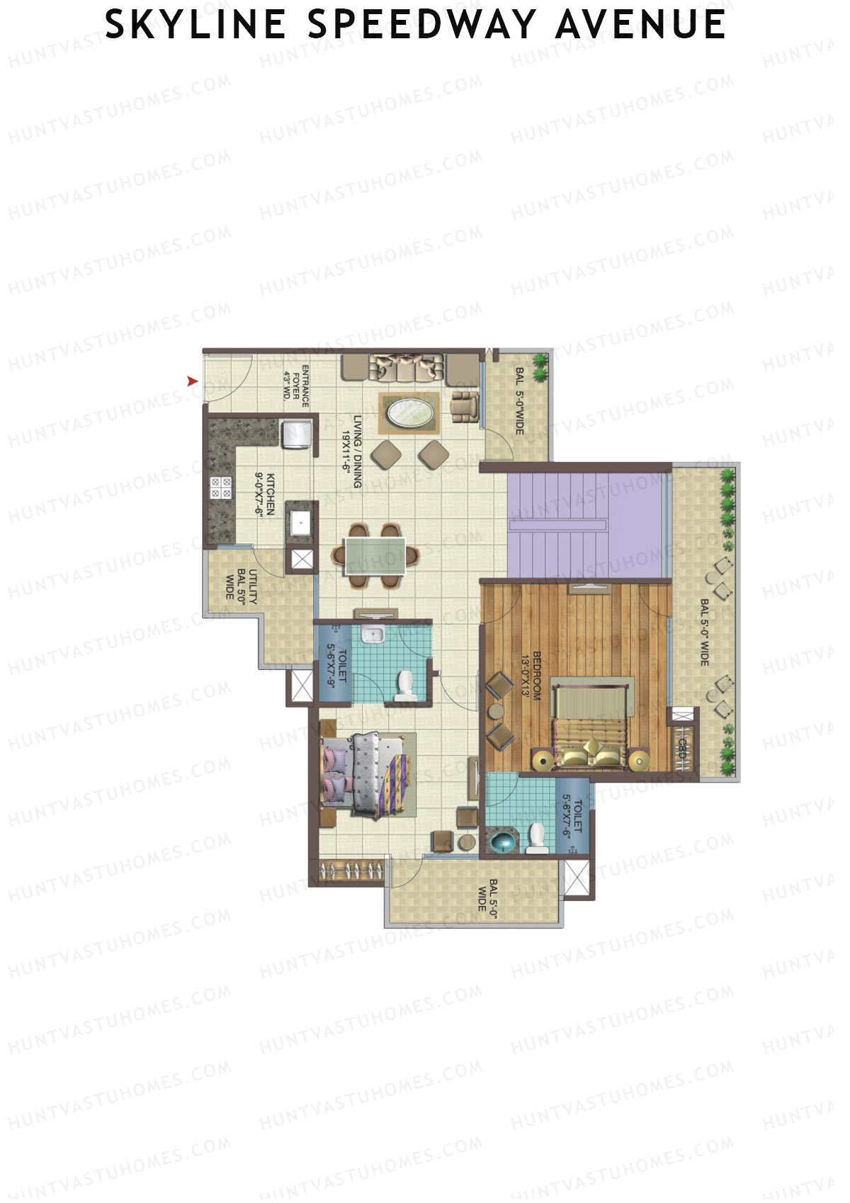 Skyline Speedway Avenue Tower 3B Unit 2 (Duplex ) Floor Plan