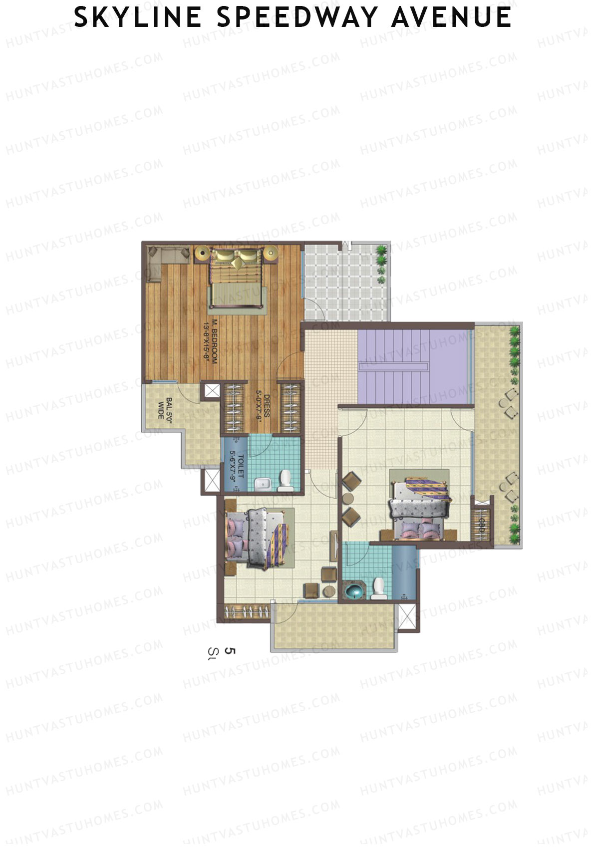 Skyline Speedway Avenue Tower 3B Unit 2 (Duplex ) Floor Plan