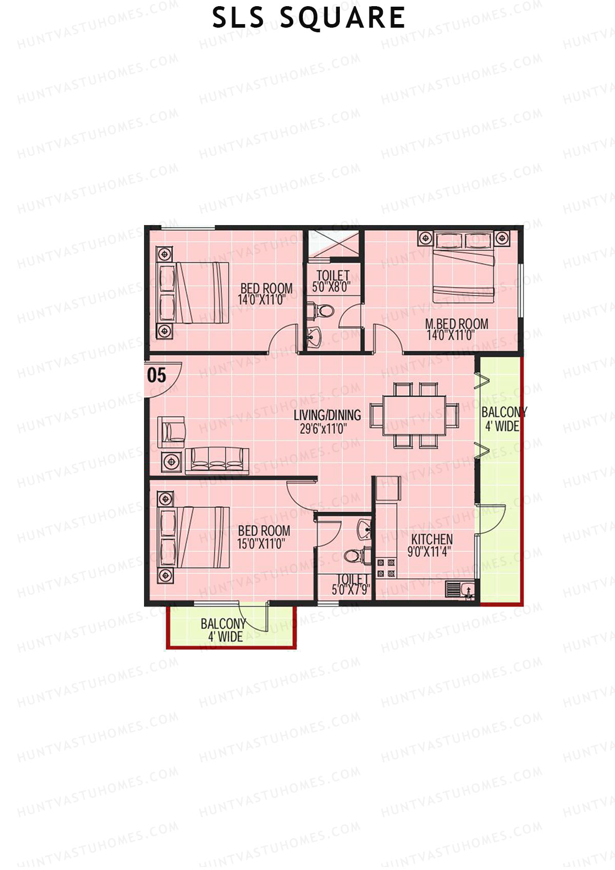 SLS Square, Block F, Unit 46, 3BHK, Super Area 1500   sq ft 