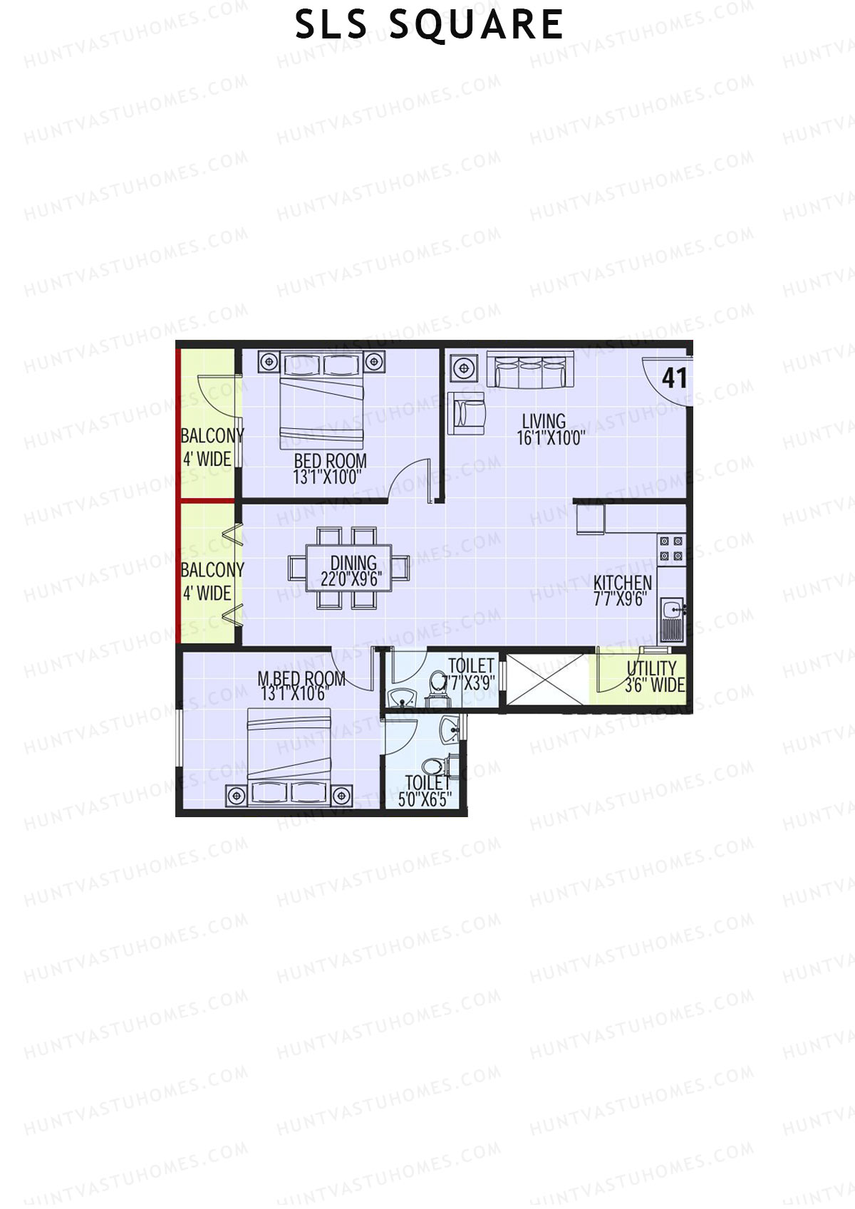SLS Square, Block F, Unit 49, 2BHK, Super Area 1180   sq ft 