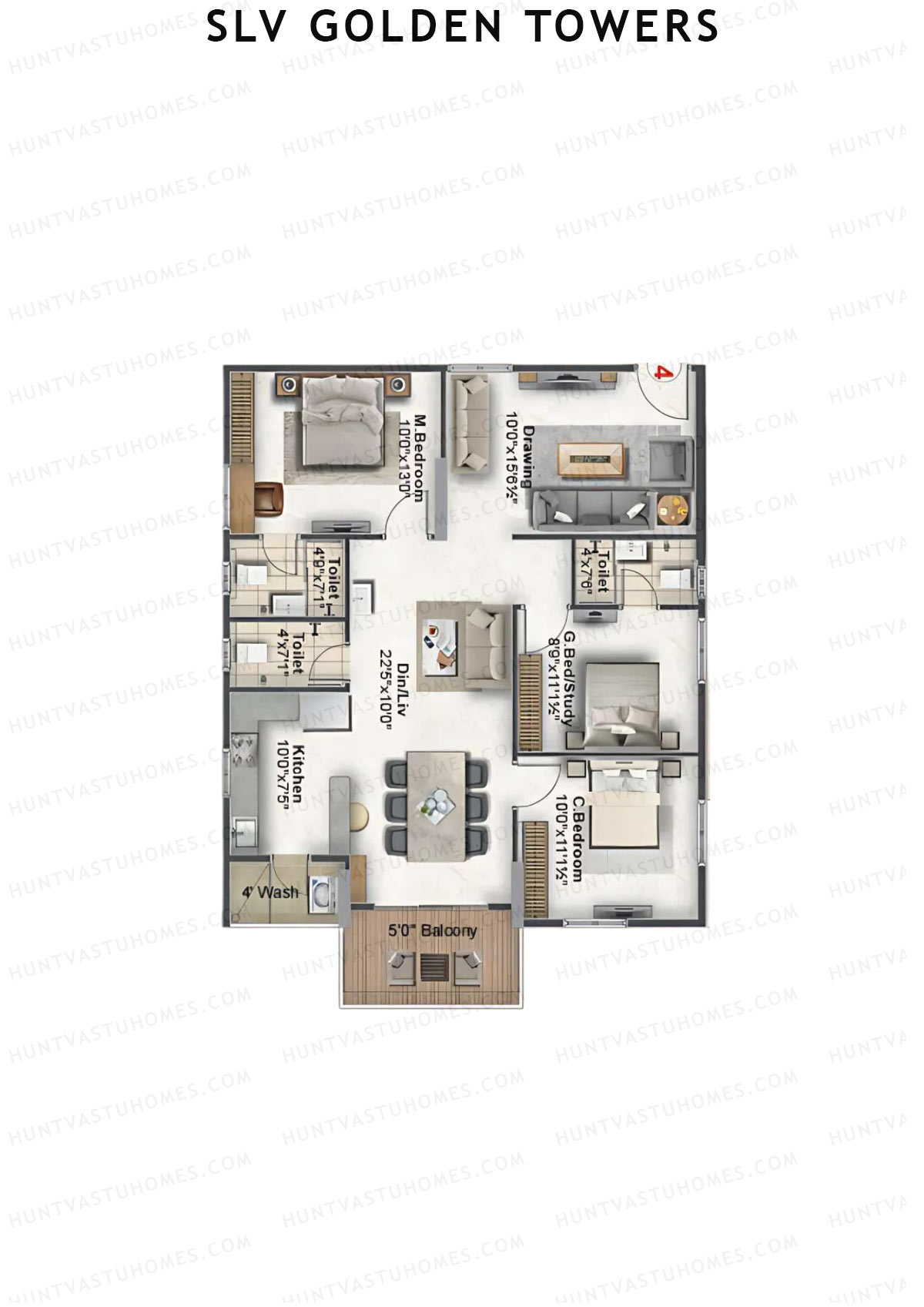 SLV Golden Towers Block A Unit 14 Floor Plan