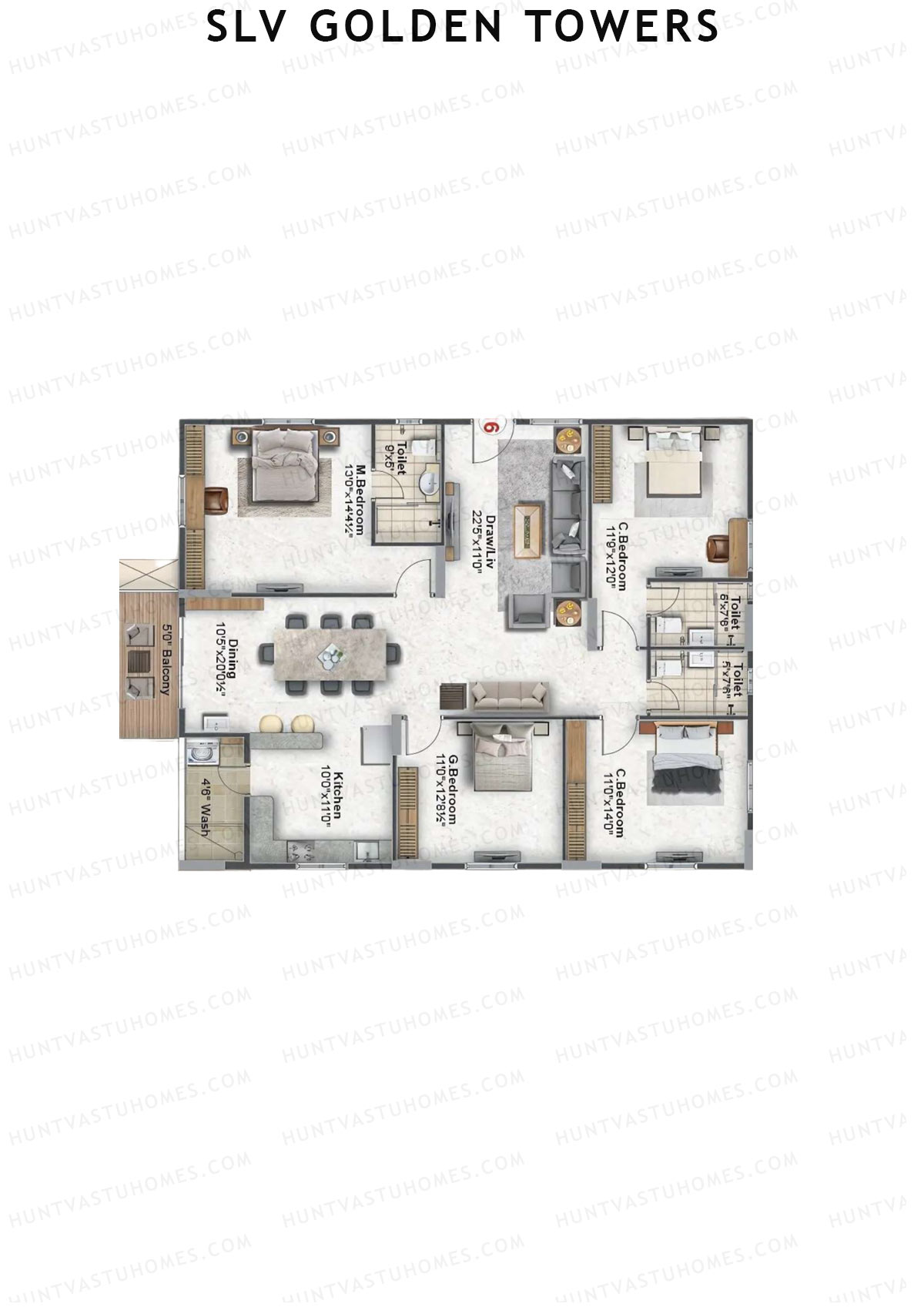 SLV Golden Towers Block A Unit 16 Floor Plan