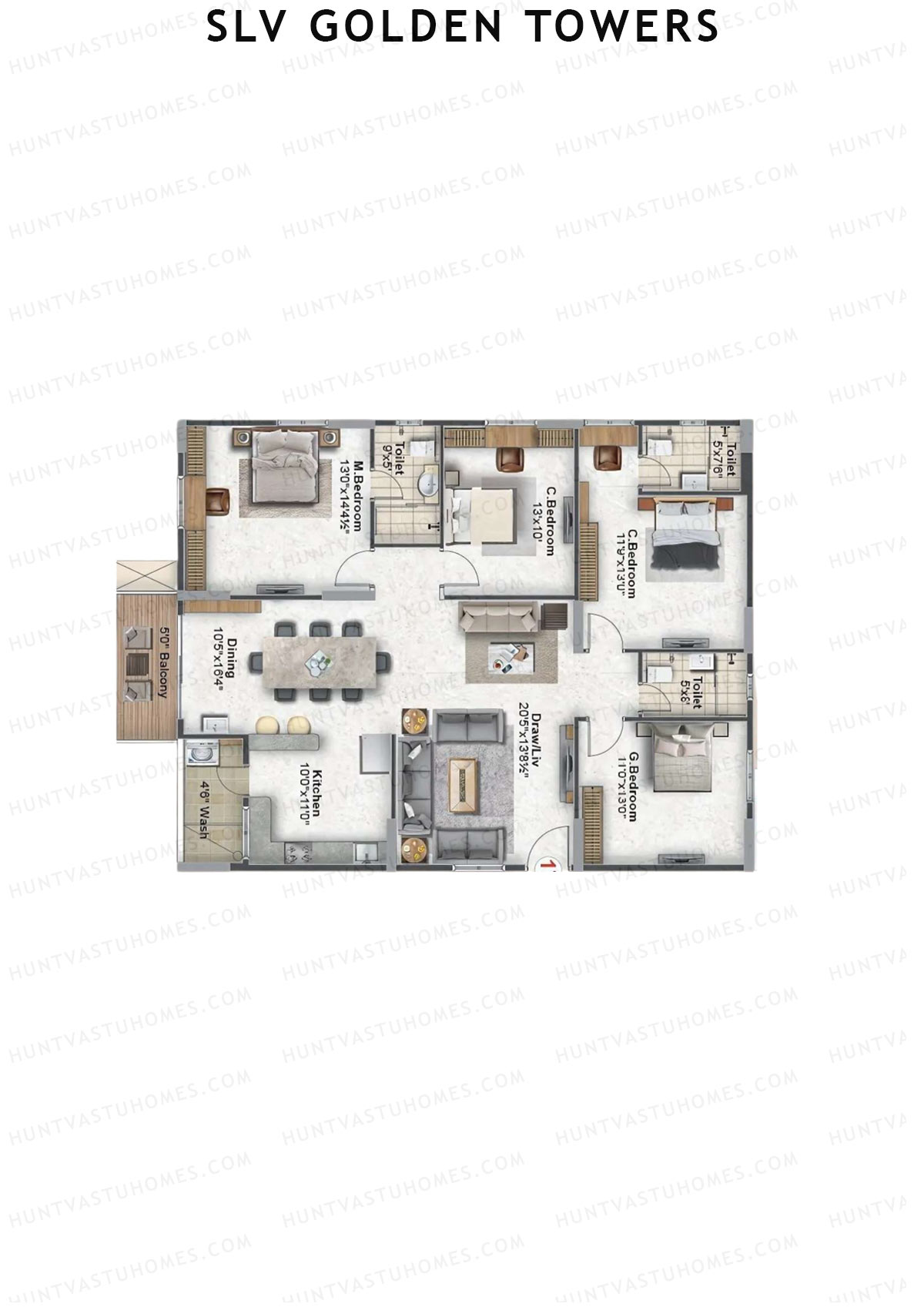 SLV Golden Towers Block A Unit 17 Floor Plan