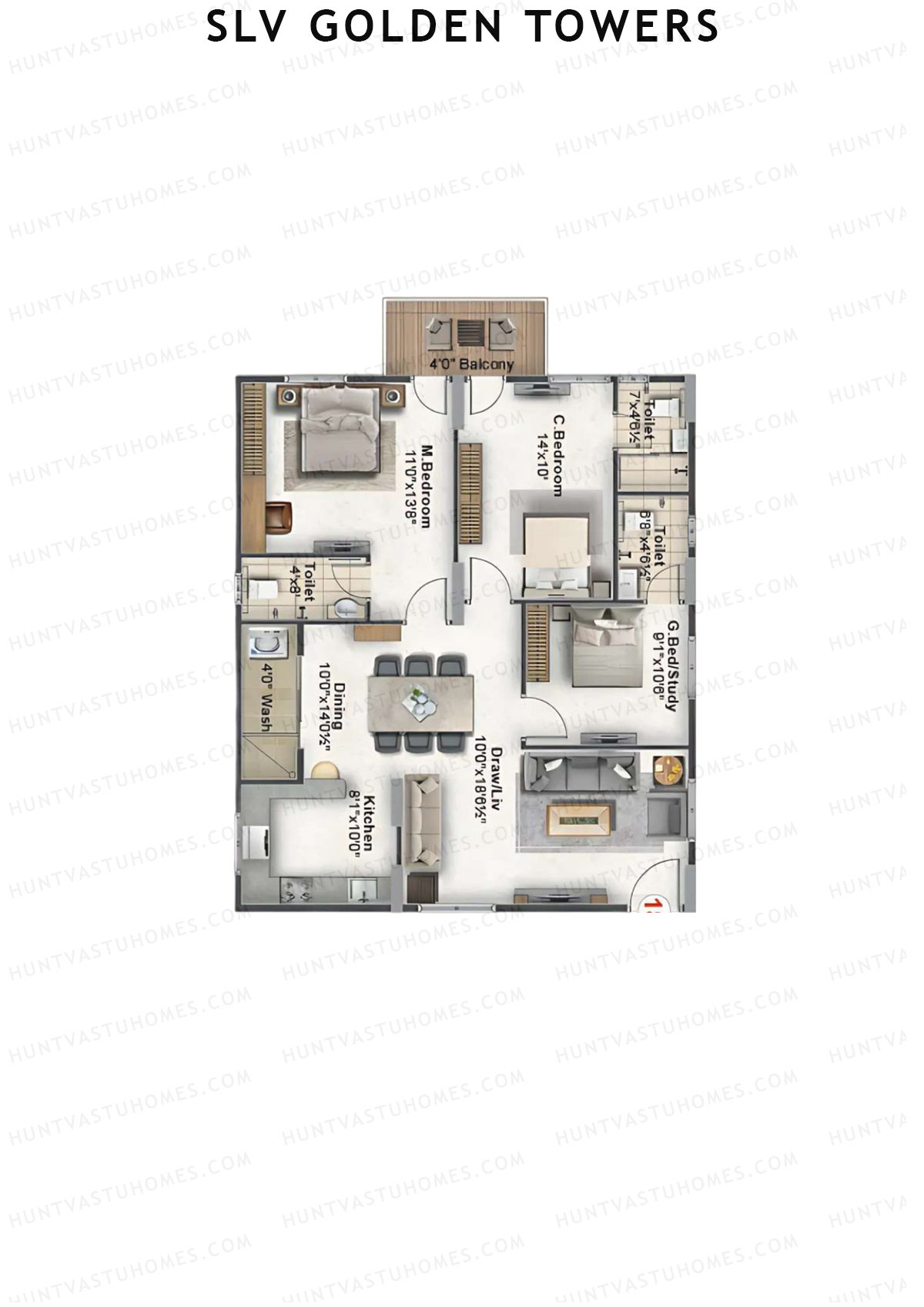 SLV Golden Towers Block A Unit 18 Floor Plan
