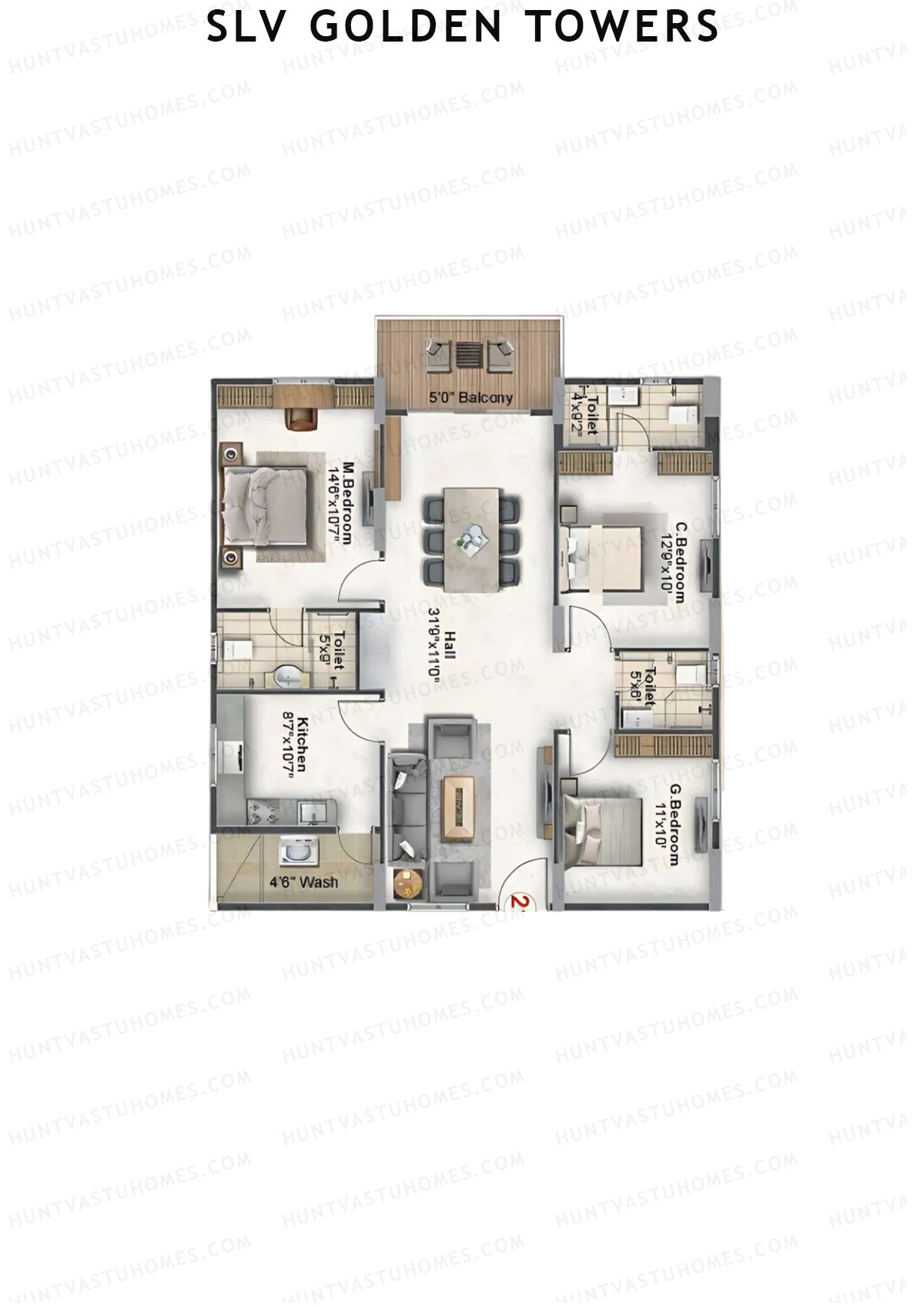 SLV Golden Towers Block A Unit 20 Floor Plan