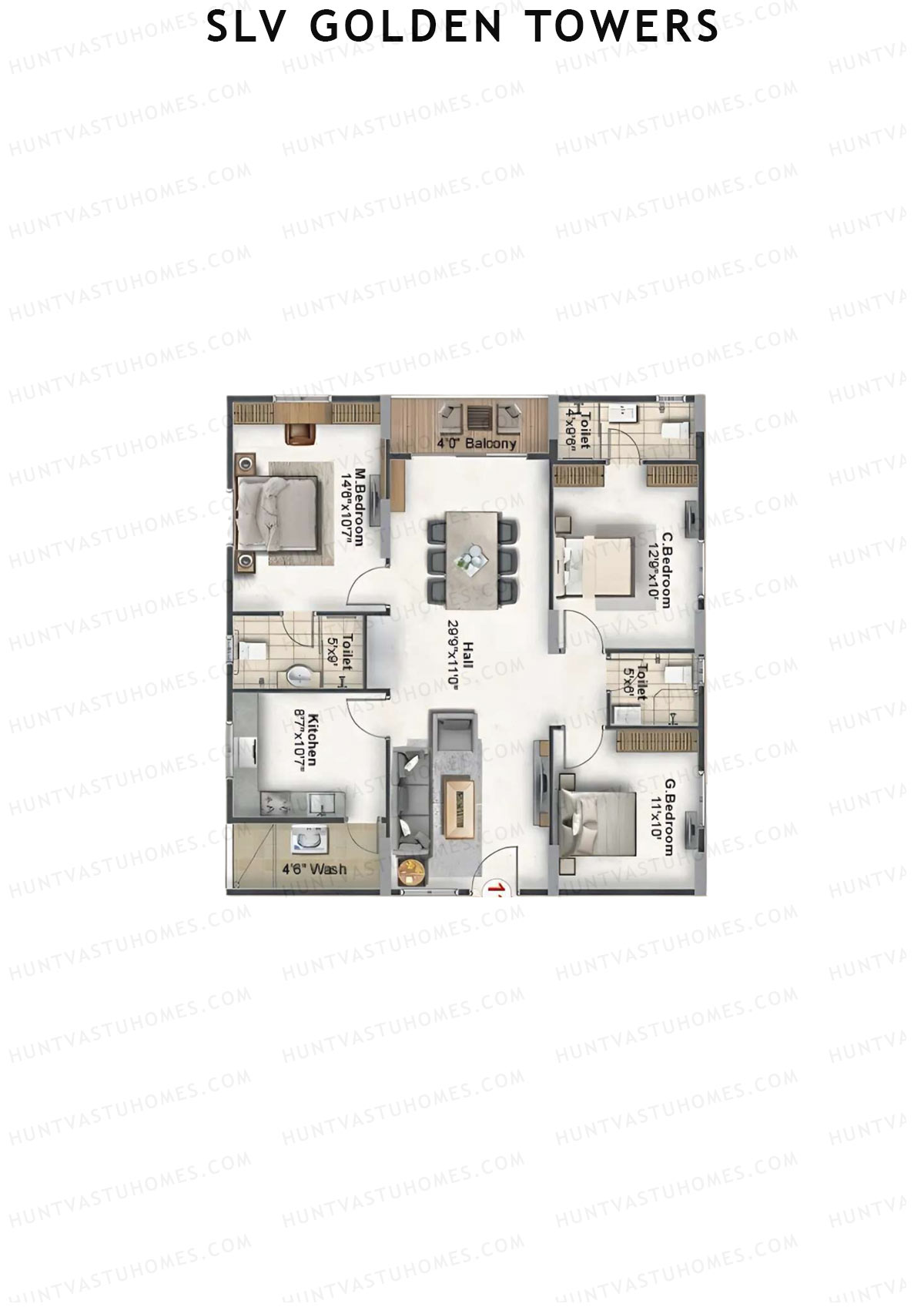 SLV Golden Towers Block B Unit 11 Floor Plan