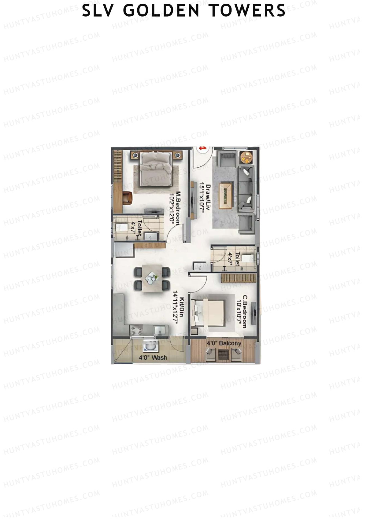 SLV Golden Towers Block B Unit 4 Floor Plan