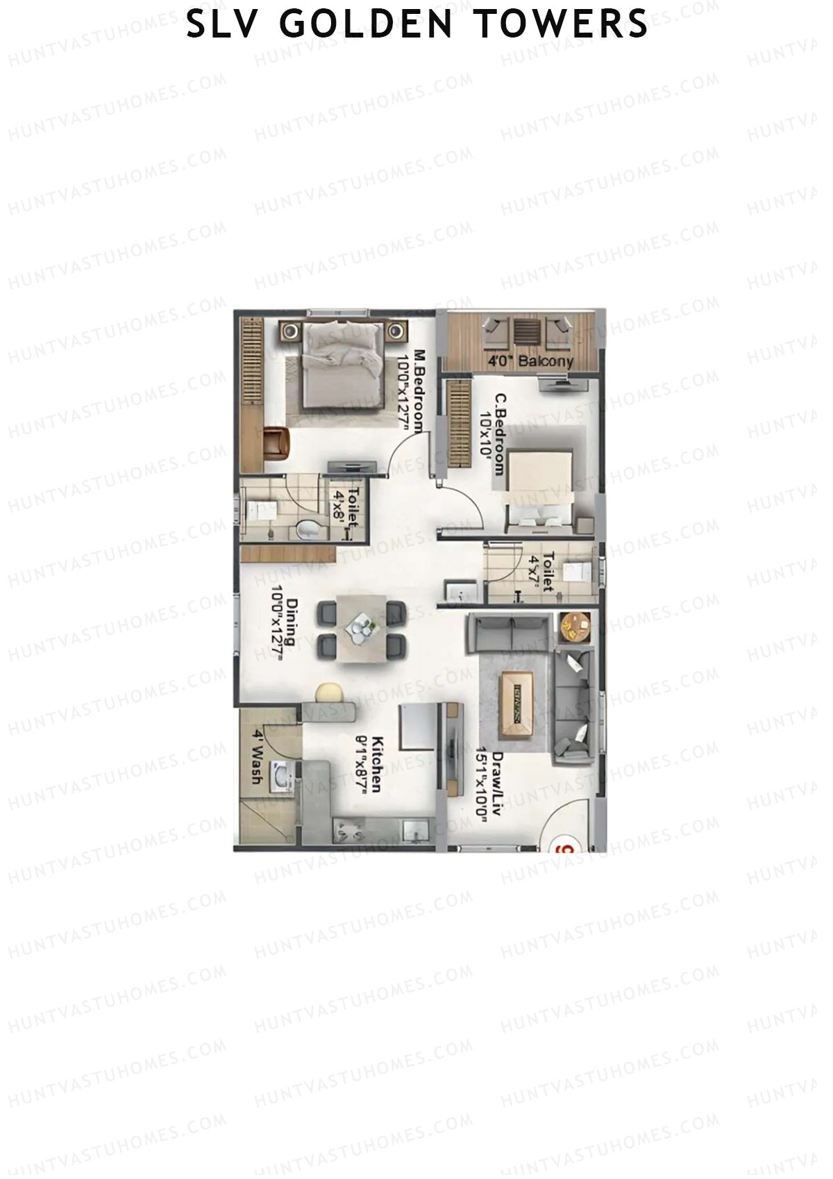 SLV Golden Towers Block B Unit 9 Floor Plan