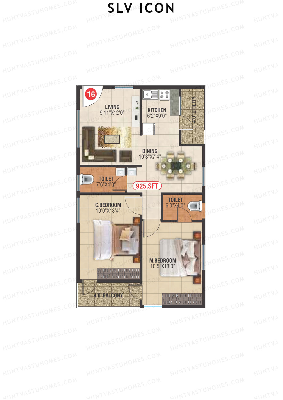 SLV Icon Block A Unit 16 Floor Plan