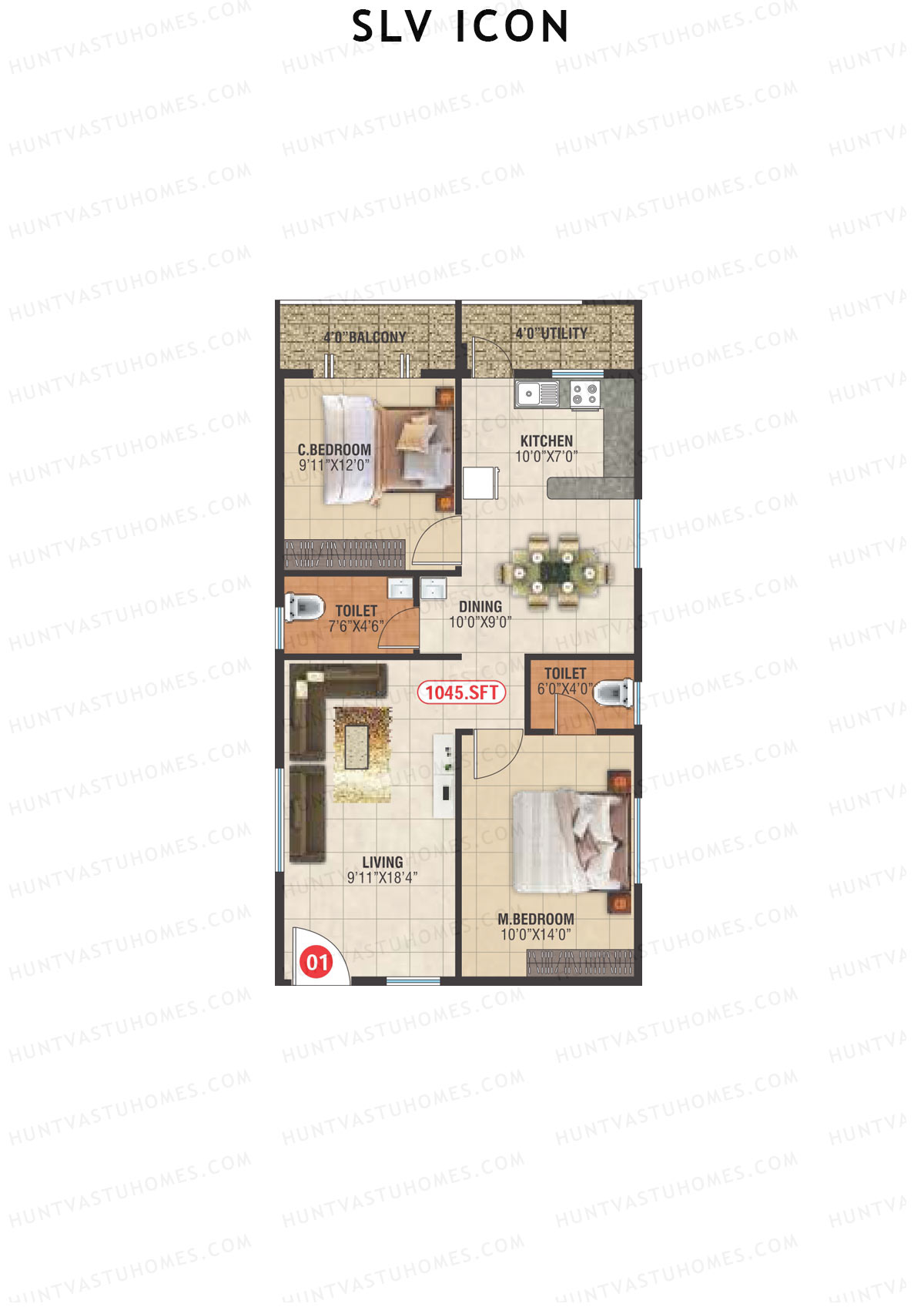 SLV Icon Block A Unit 1 Floor Plan