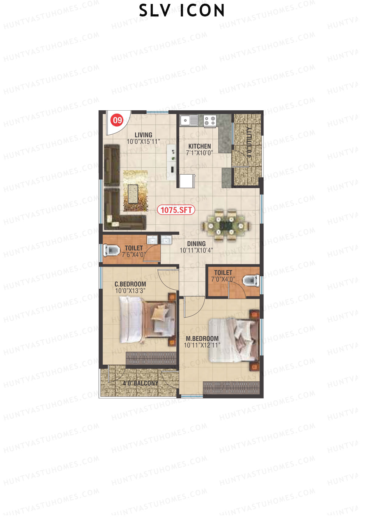 SLV Icon Block A Unit 9 Floor Plan