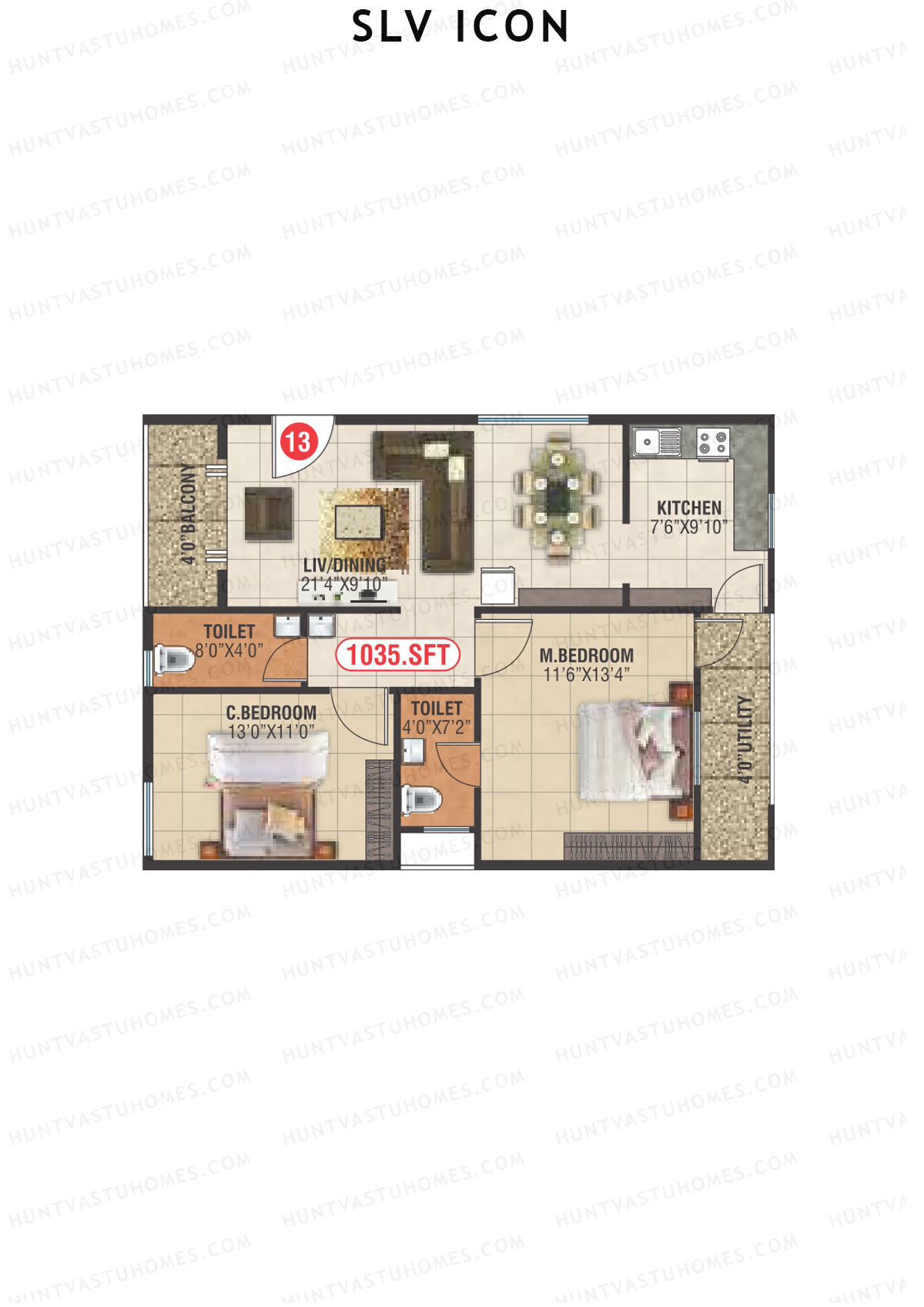 SLV Icon Block B Unit 13 Floor Plan