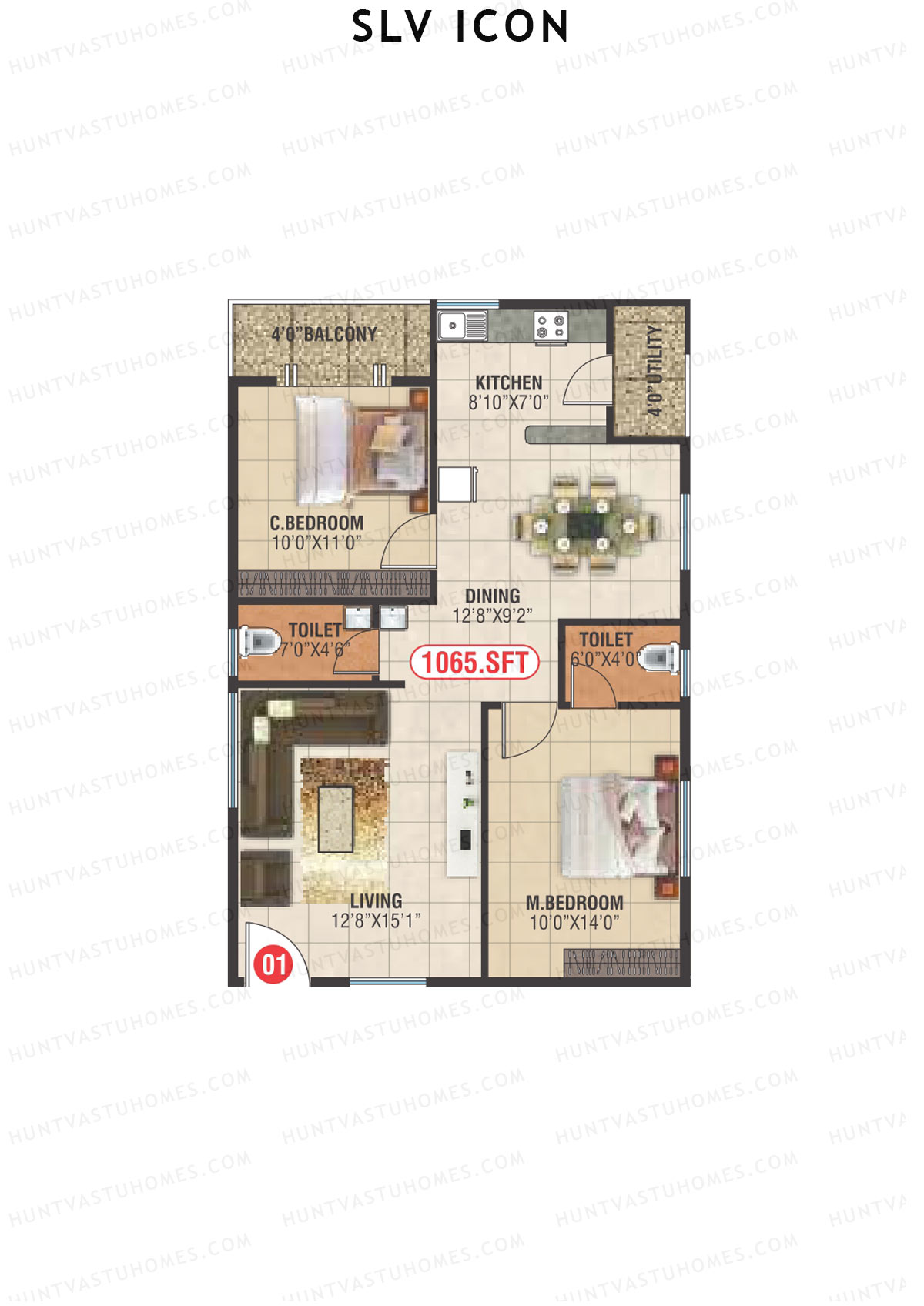 SLV Icon Block B Unit 1 Floor Plan
