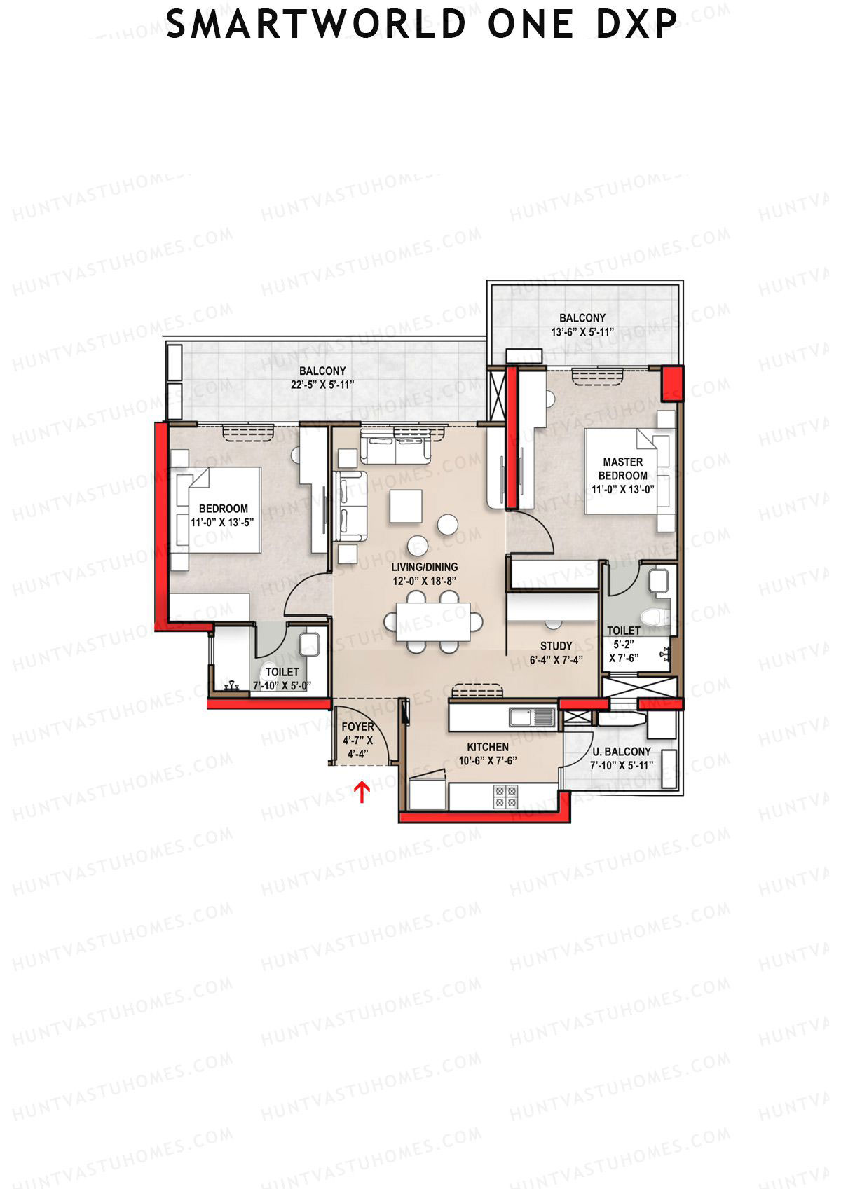 Smartworld One Dxp Tower E Unit 1 Floor Plan